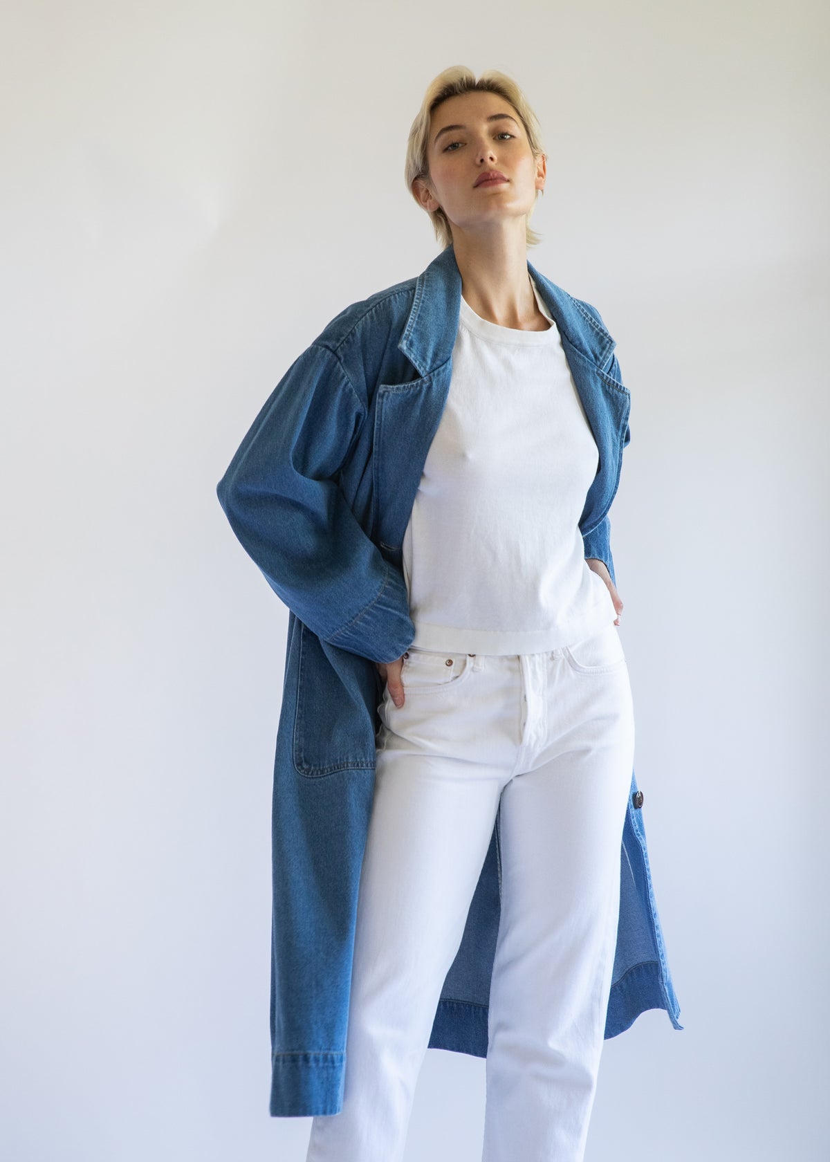 Natalie Denim Work Jacket in Medium Indigo