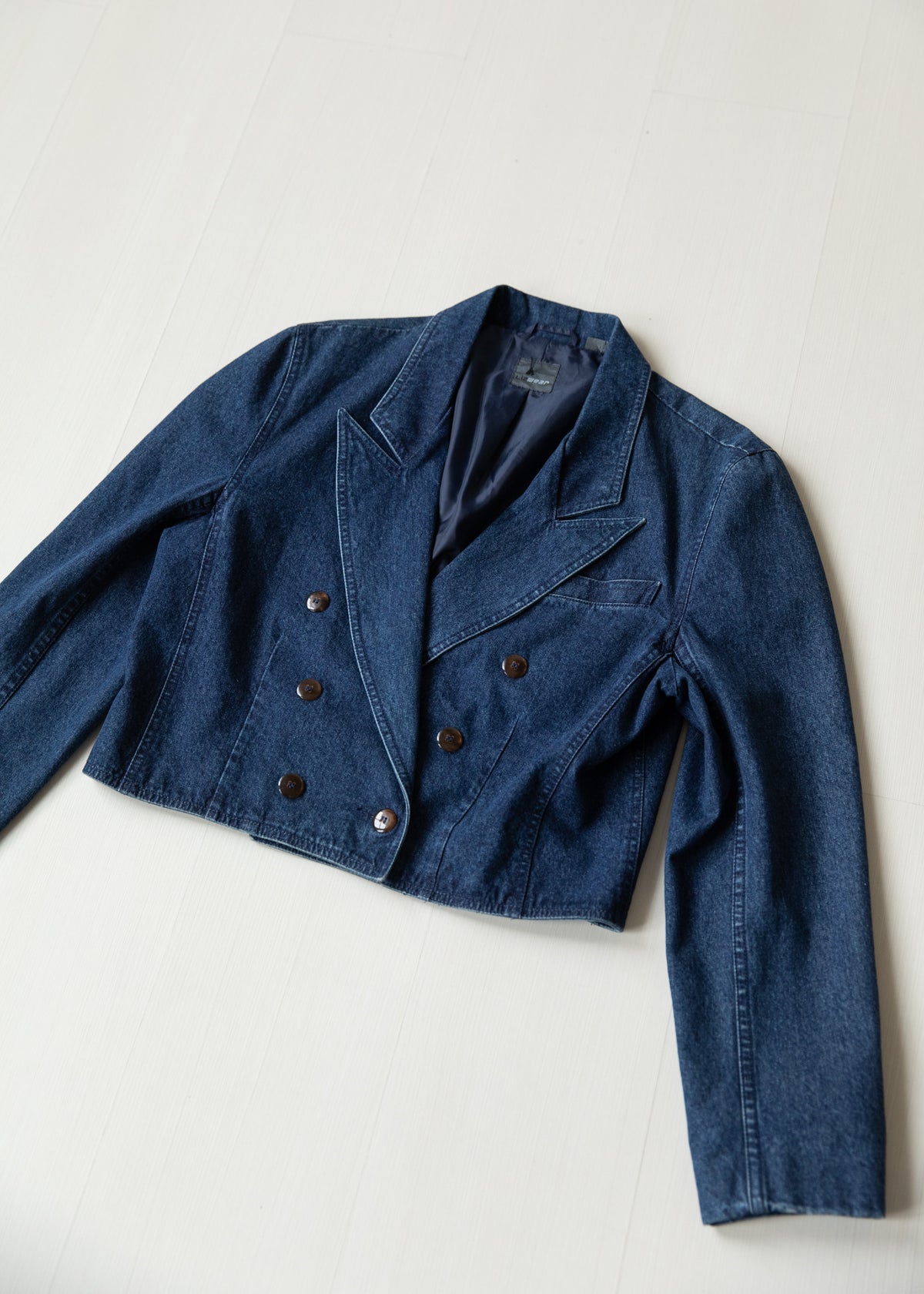 Vintage Cropped Denim Jacket in Deep Indigo
