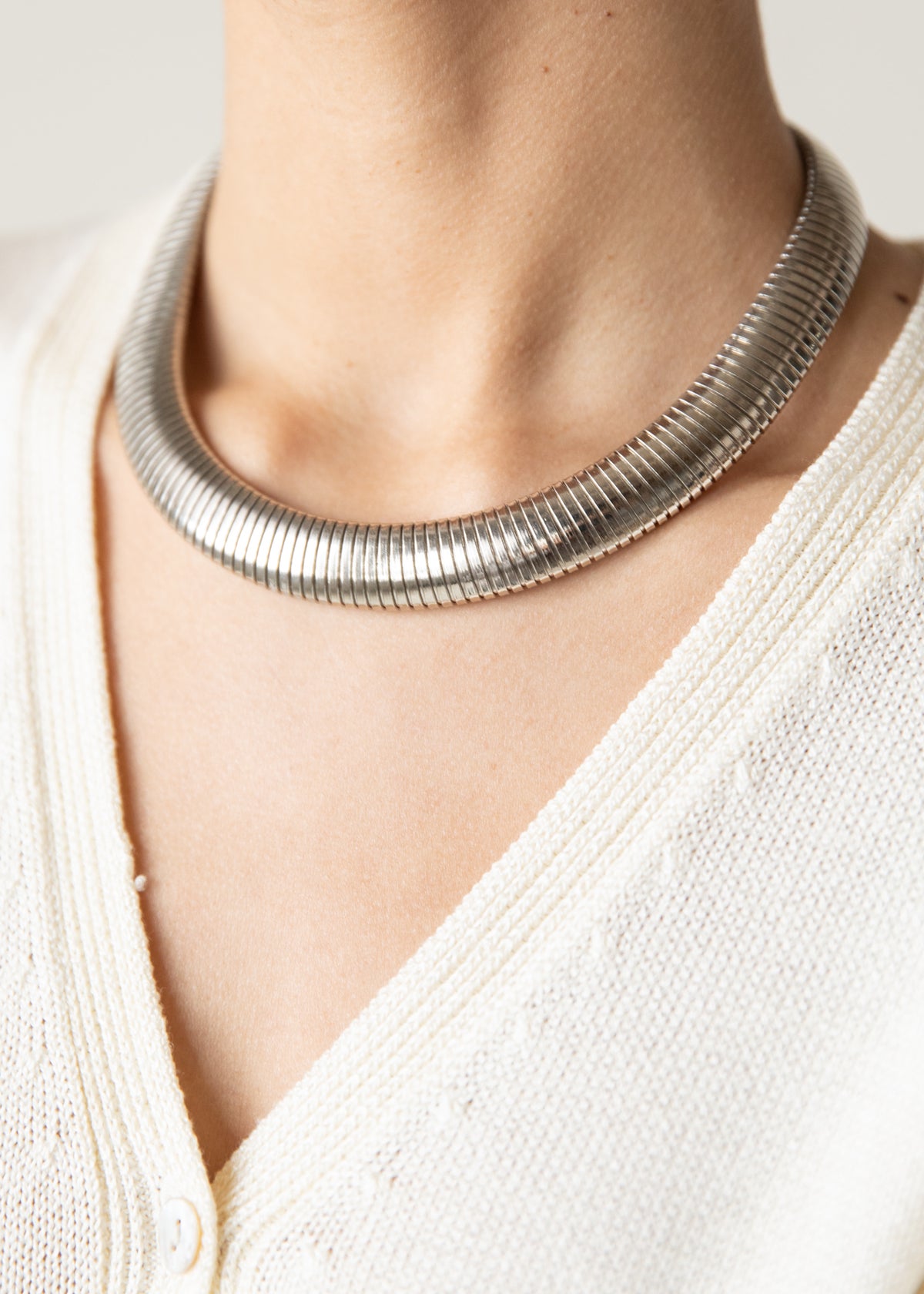 Vintage Silver Tone Omega Collar Necklace