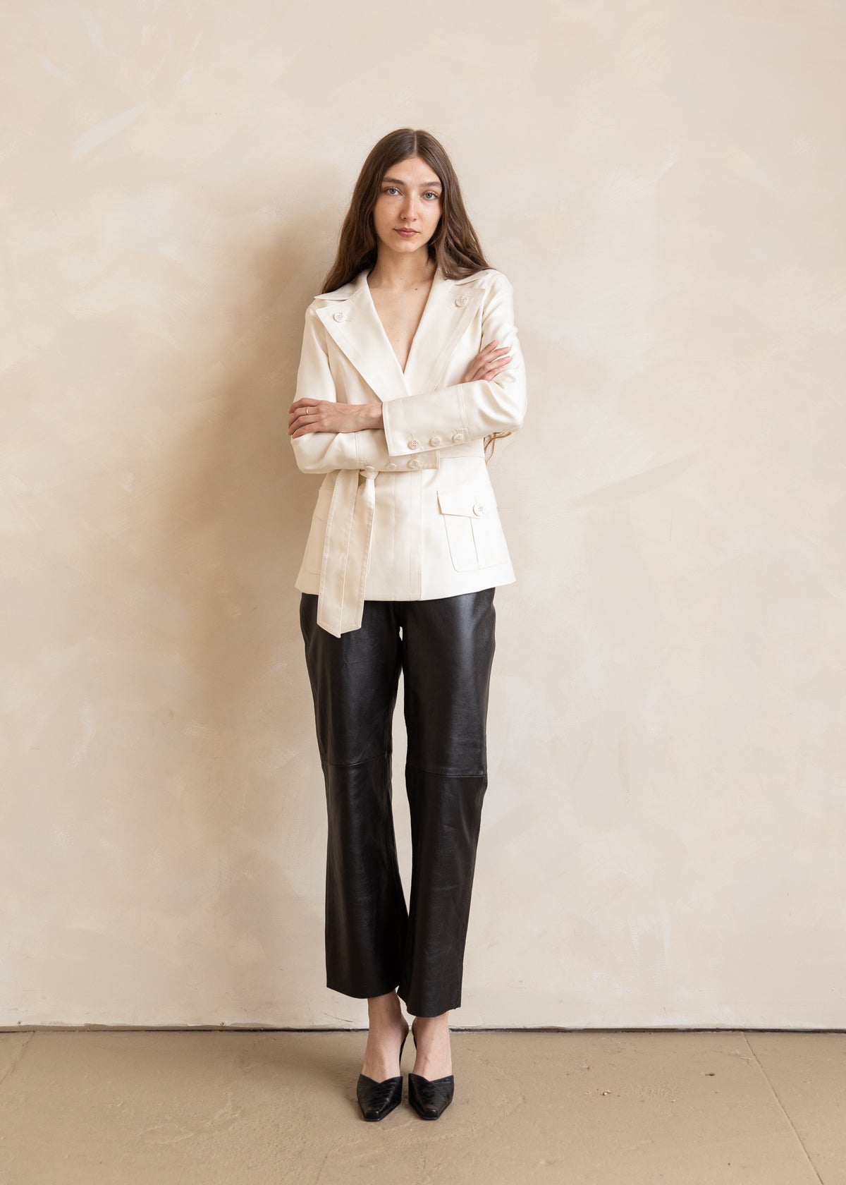 Vintage Escada Wrap Belted Jacket in Ivory