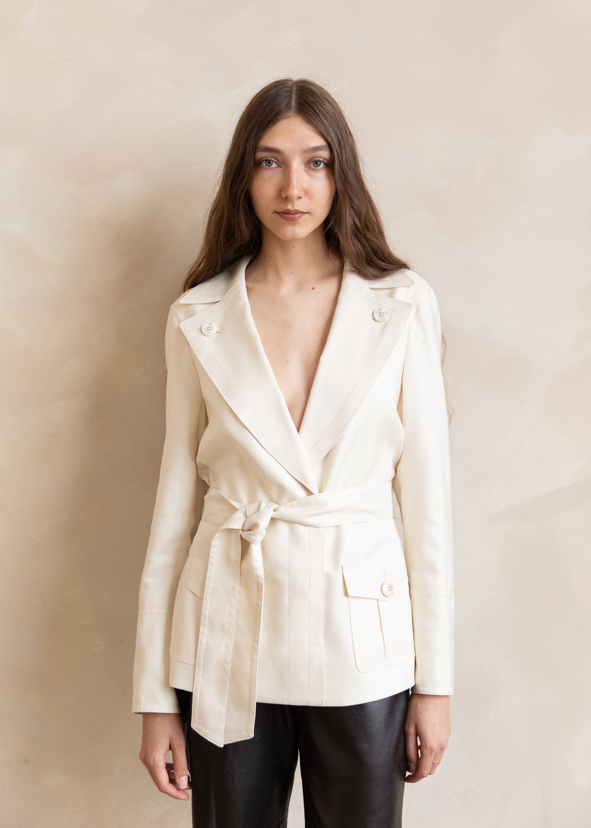 Vintage Escada Wrap Belted Jacket in Ivory