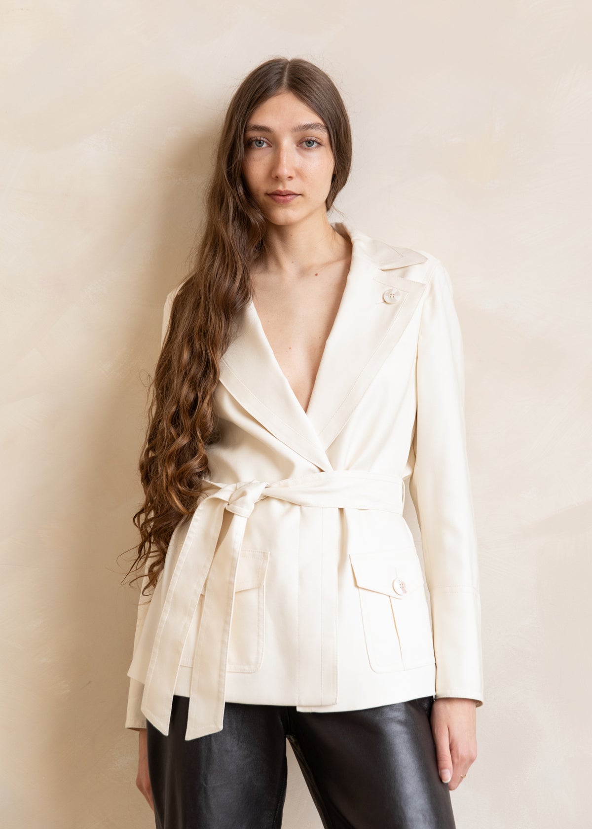 Vintage Escada Wrap Belted Jacket in Ivory