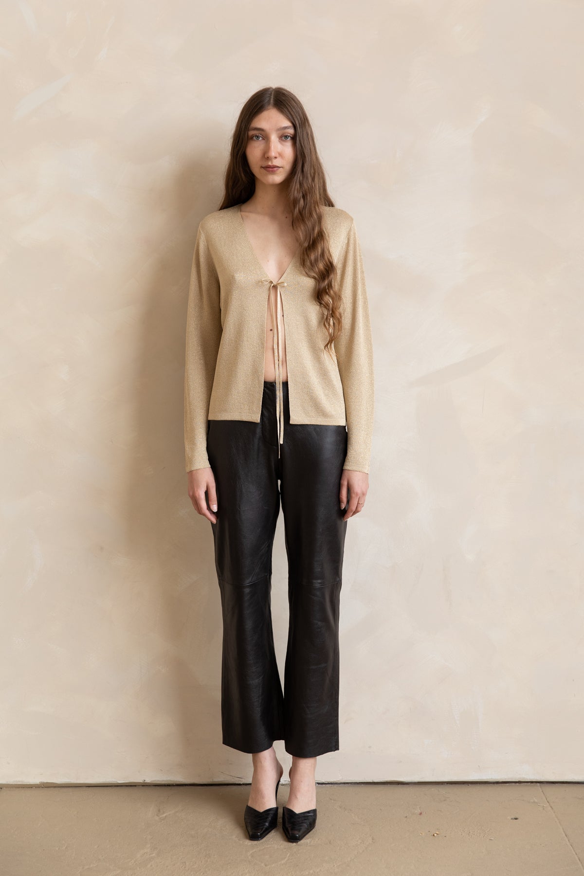 Vintage Leather Cropped Flare Pant in Dark Espresso Brown