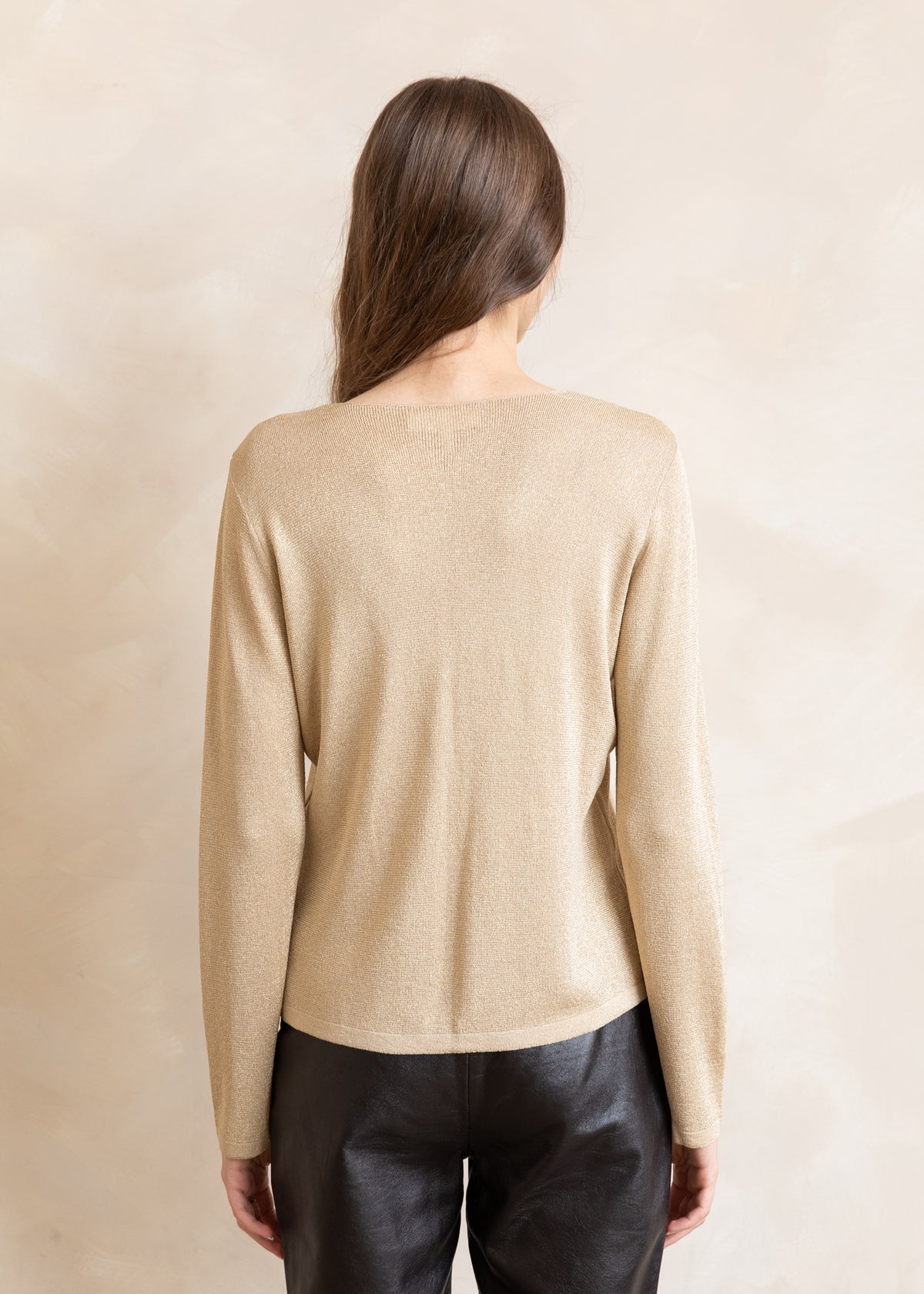 Vintage Escada Metallic Knit Tie Front Cardigan in Gold