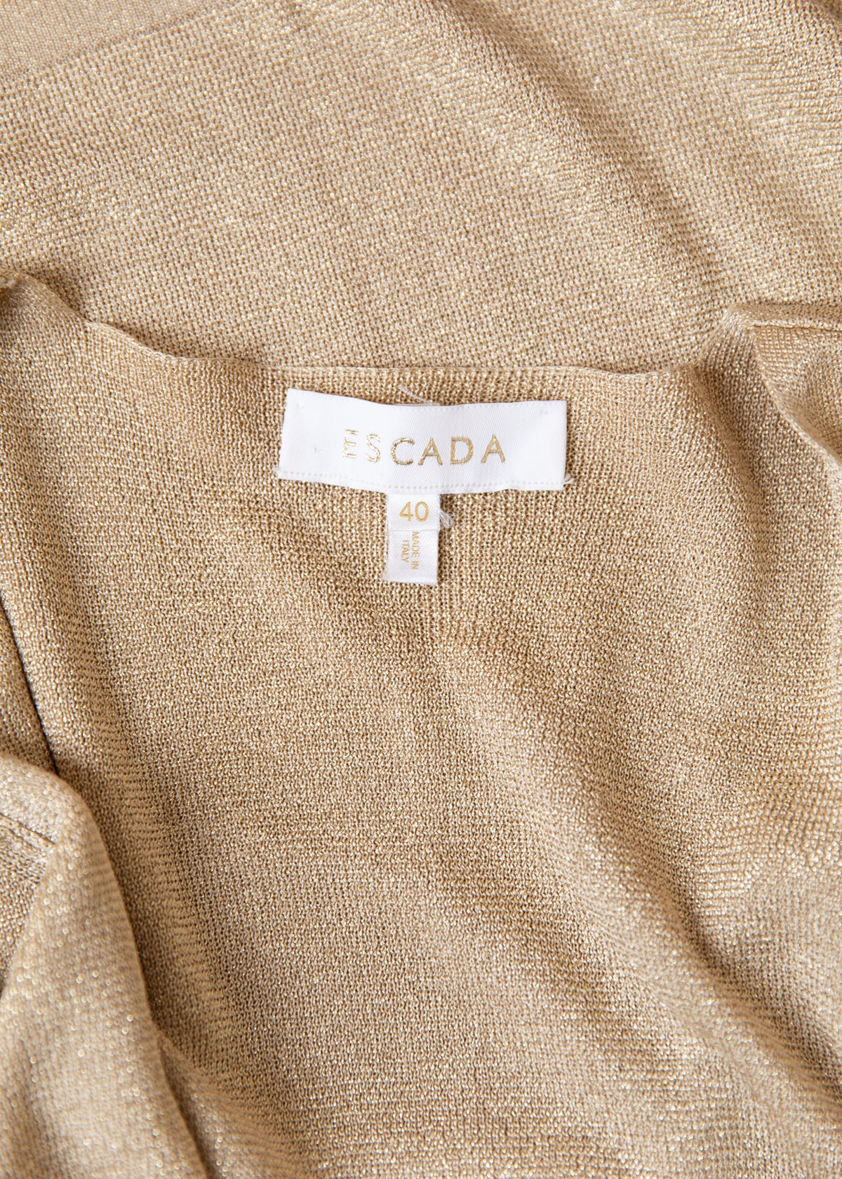 Vintage Escada Metallic Knit Tie Front Cardigan in Gold