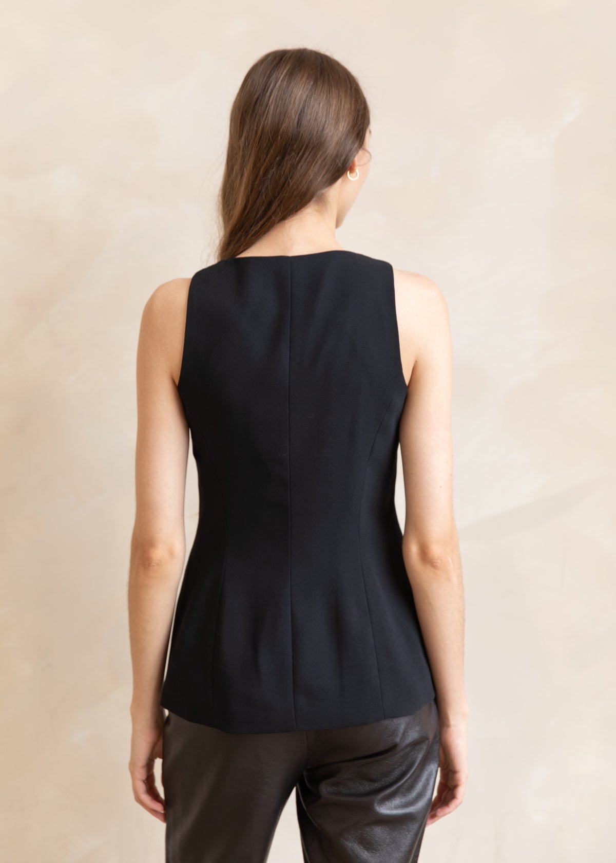 Vintage 90s Structured Button Front Vest with Gold Hardware in Black