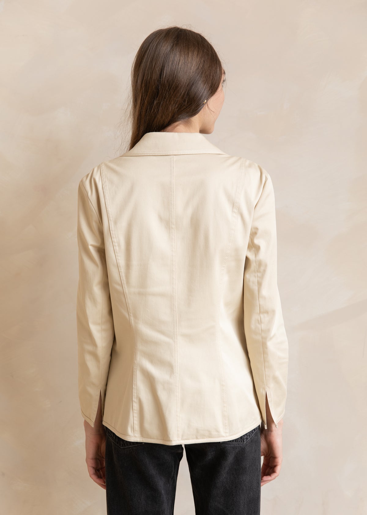 Vintage Escada Tie Front Tailored Jacket in Beige