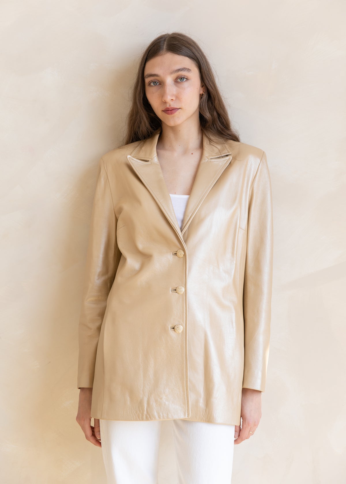 Vintage St. John Sport Leather Blazer in Gold