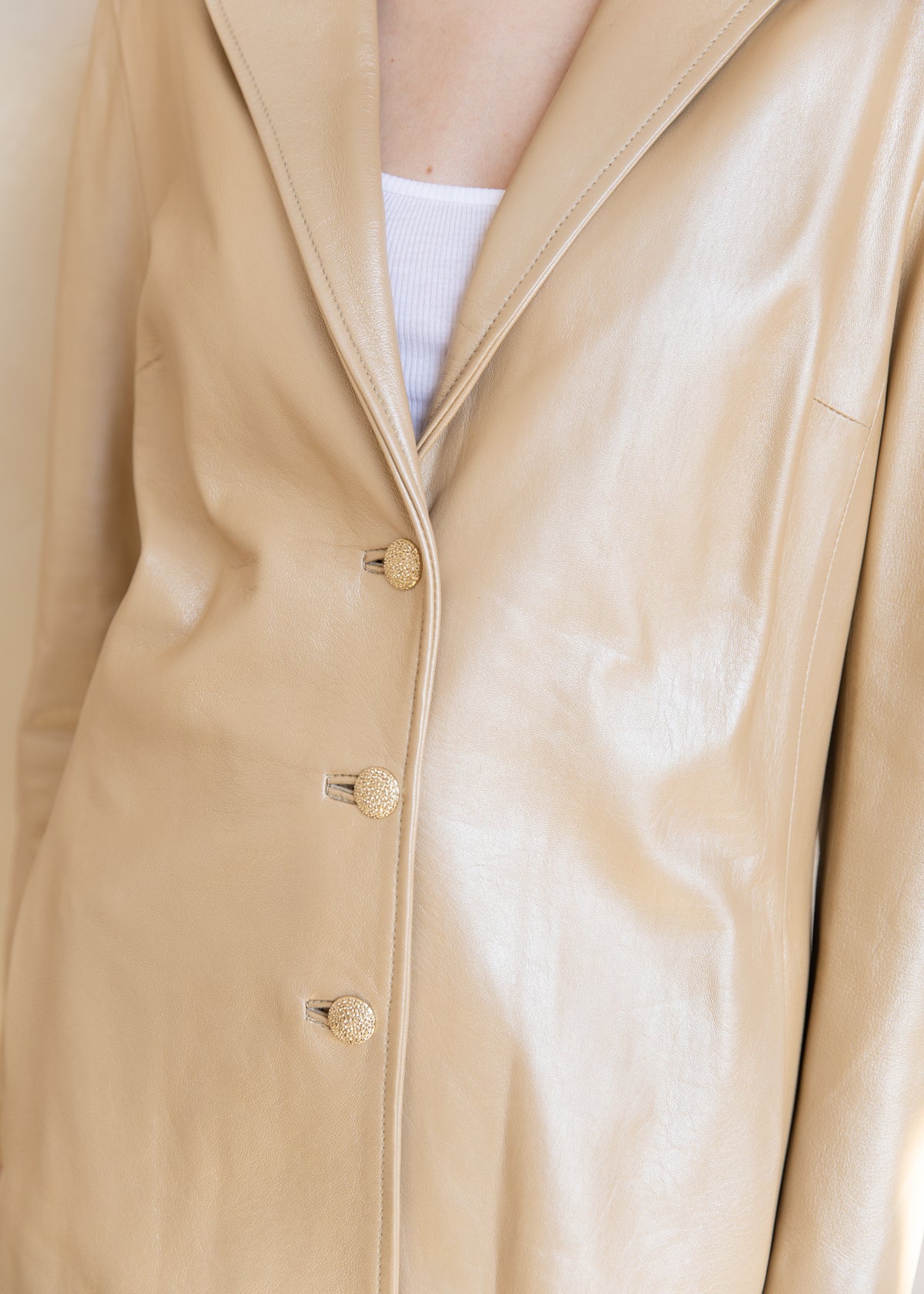 Vintage St. John Sport Leather Blazer in Gold