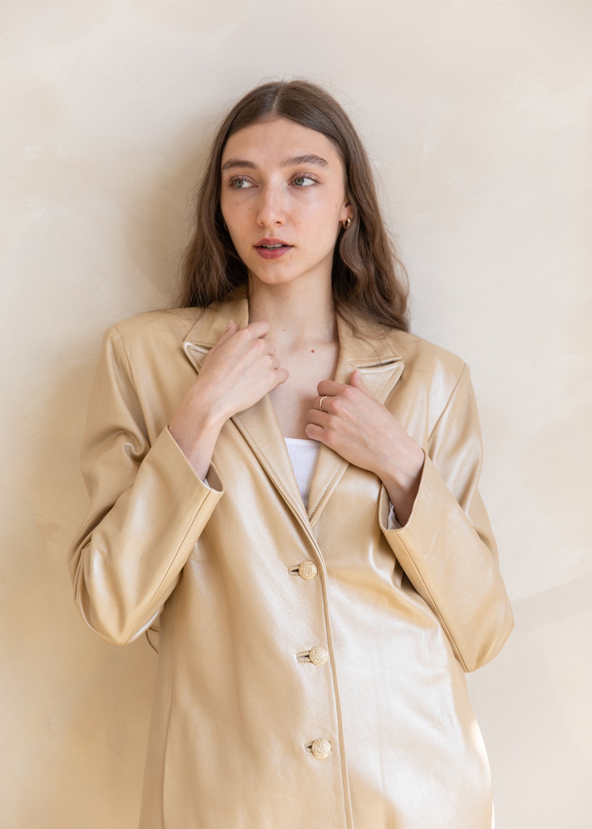 Vintage St. John Sport Leather Blazer in Gold
