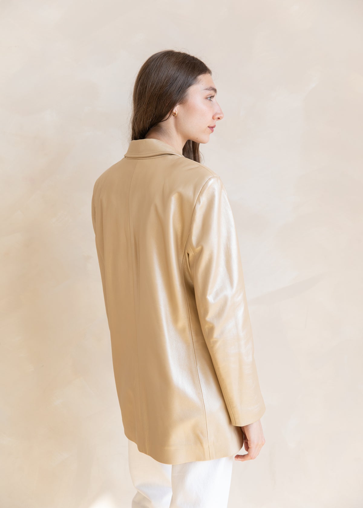 Vintage St. John Sport Leather Blazer in Gold
