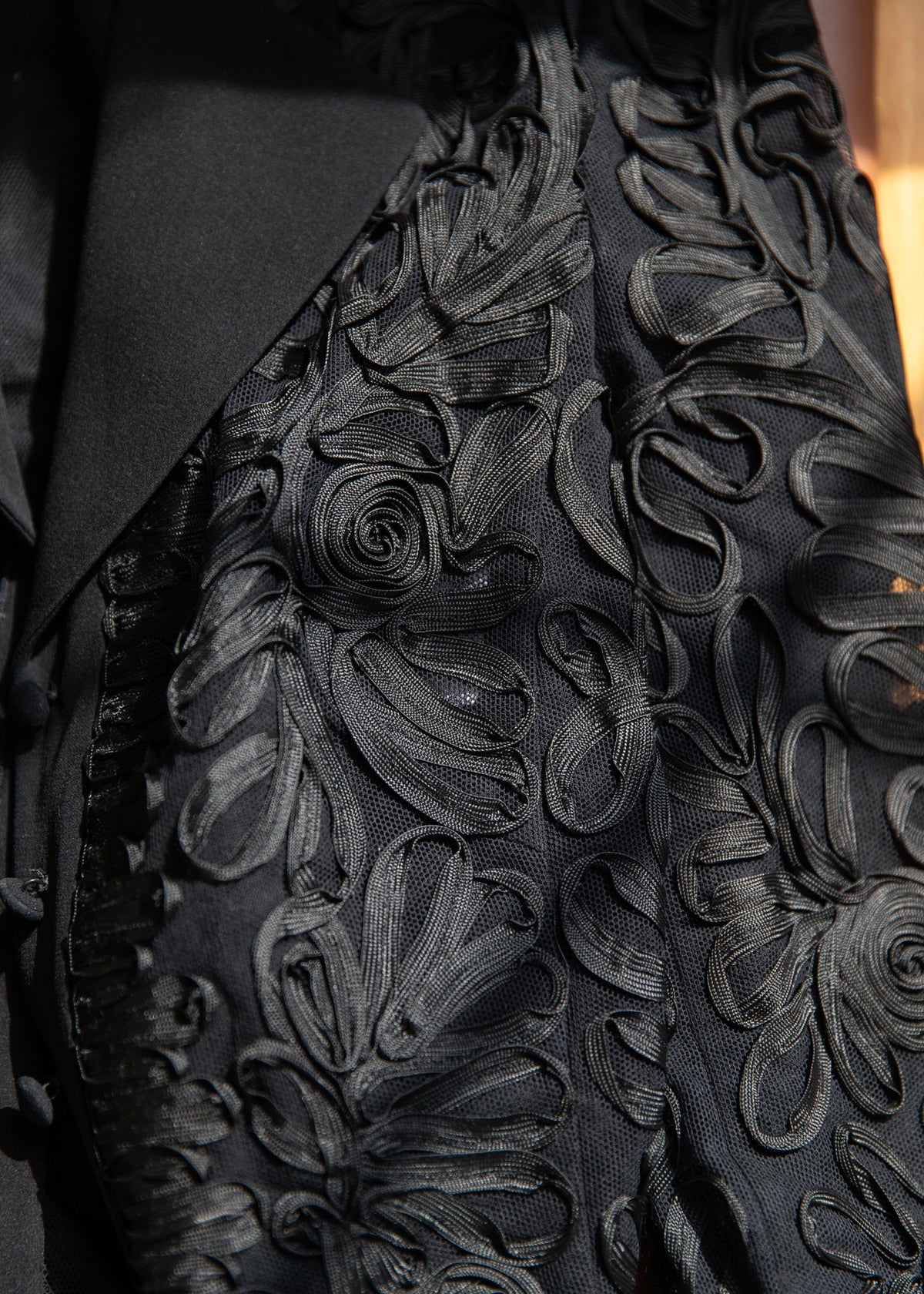 Vintage Escada Sheer Ribbon Embroidered Jacket in Black