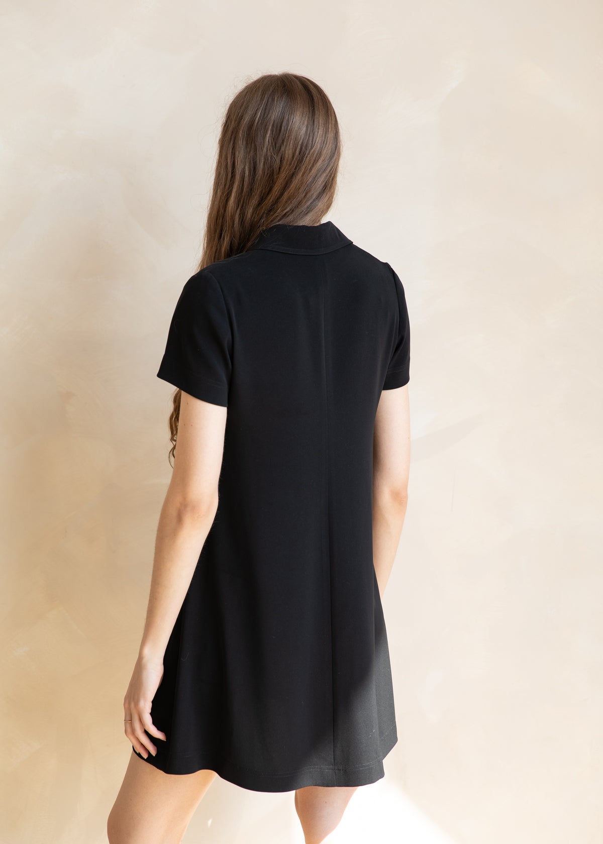 Vintage Button Front Mini Dress in Black