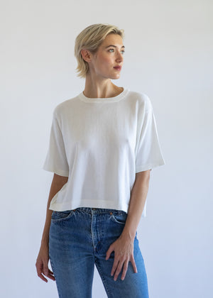 ESTELLA | Fiona Cropped T-Shirt in Pearl Cotton Cashmere