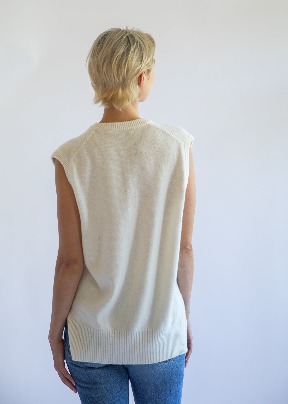 Felicity Sweater Vest in Alabaster Cashmere