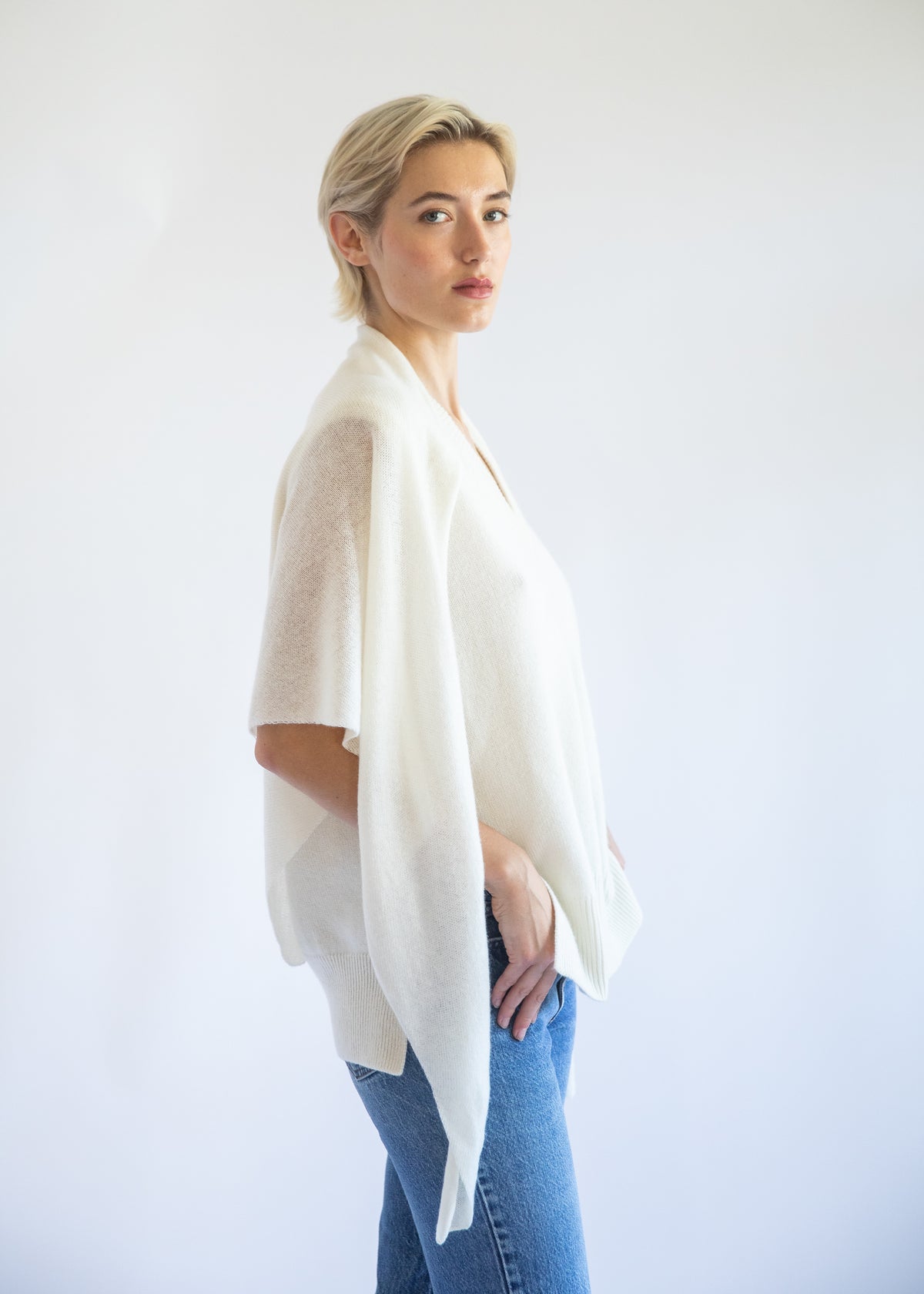 Juliana Triangle Scarf in Alabaster Cashmere