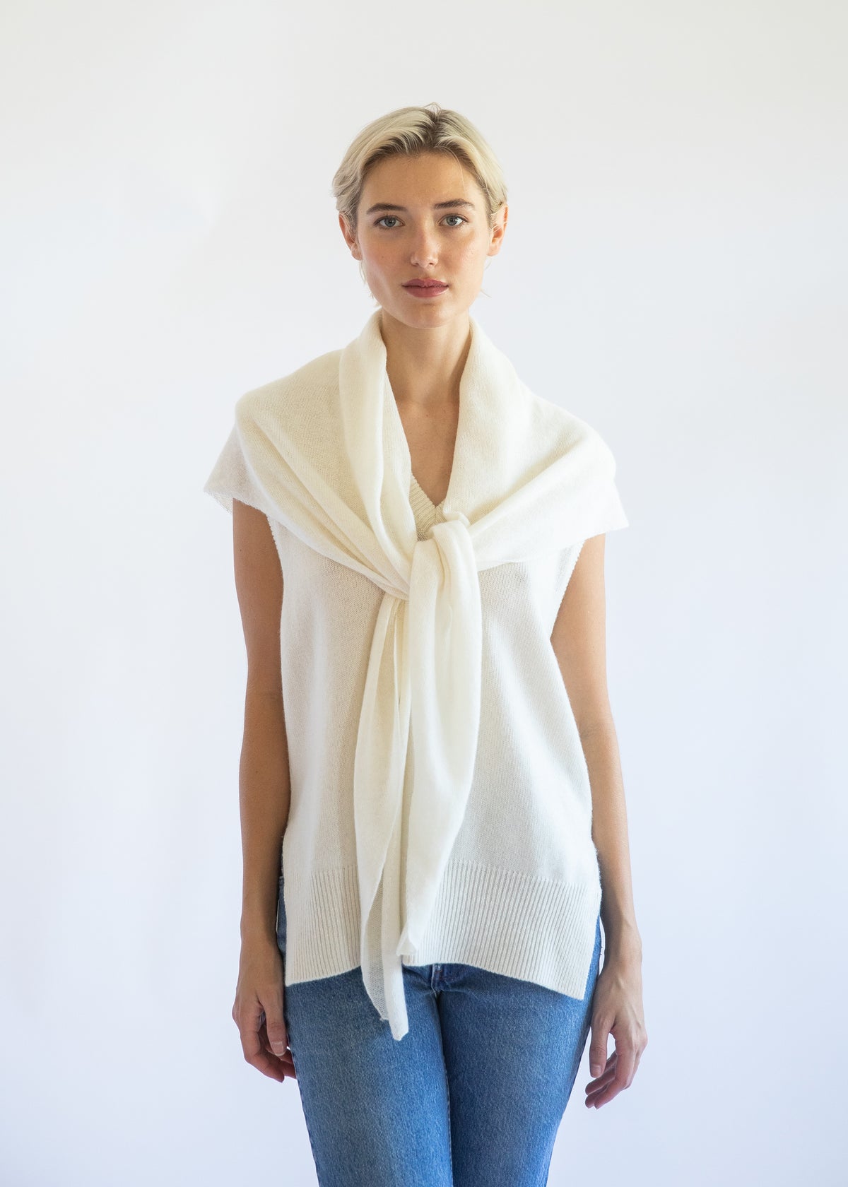 Juliana Triangle Scarf in Alabaster Cashmere