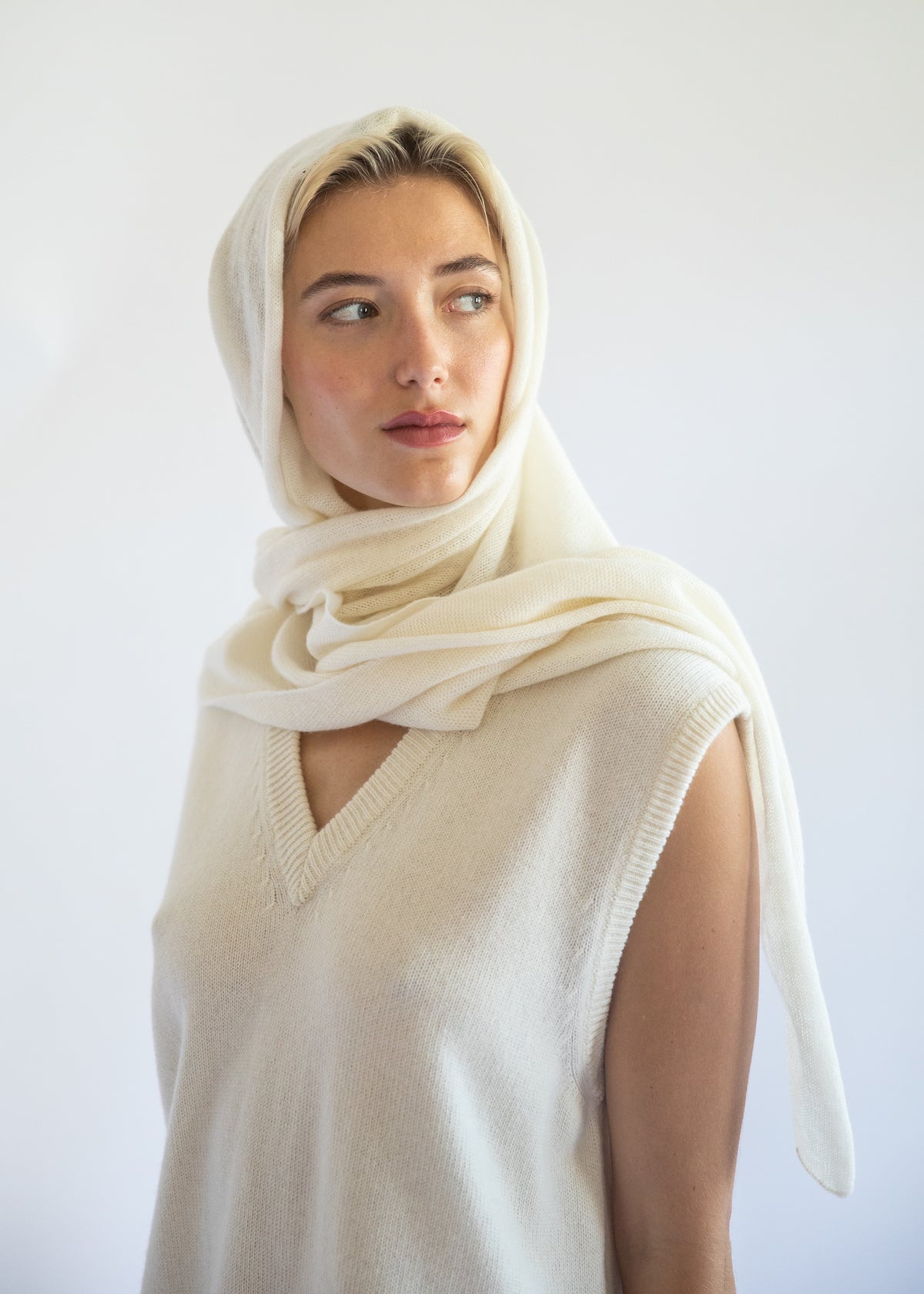 Juliana Triangle Scarf in Alabaster Cashmere