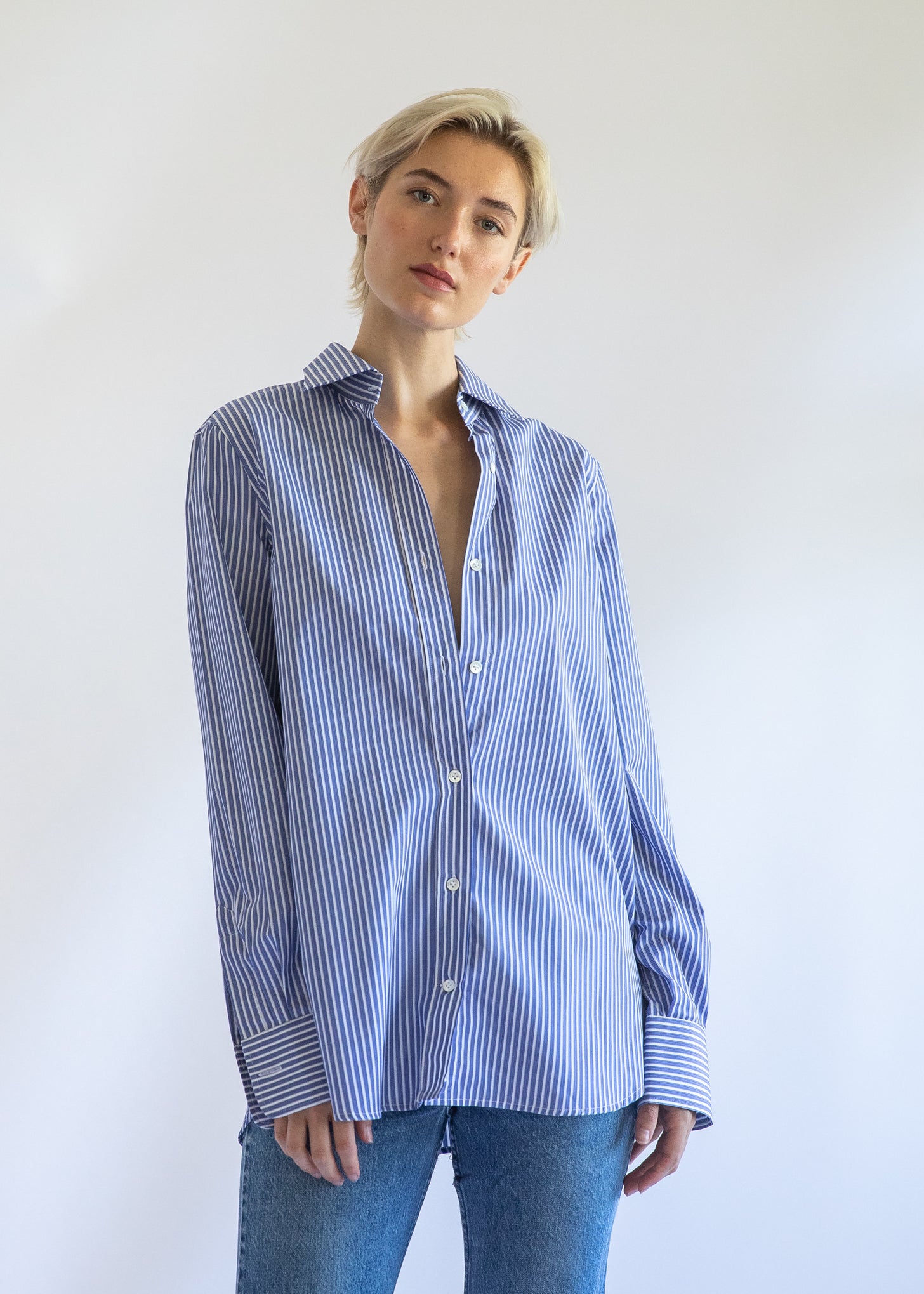 売れ筋商品|||イチ シャツ レディース トップス IHGEMANO - Button-down blouse - blue grotto ESTELLA | Gemma Button Up Shirt in Cornflower Stripe Cotton