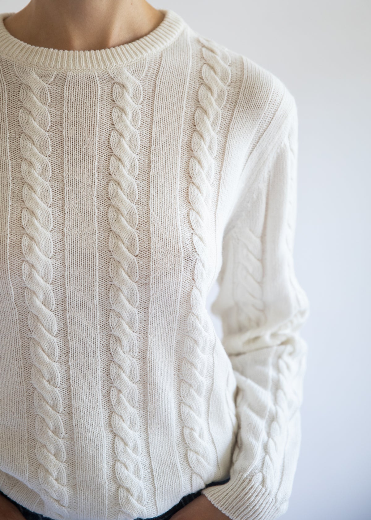 Daria Cable Knit Pullover in Winter White