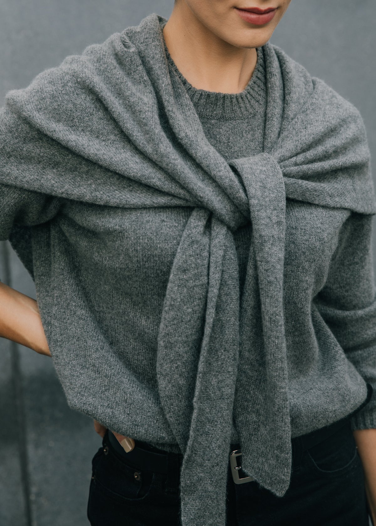 Juliana Triangle Scarf in Iron Gray Cashmere