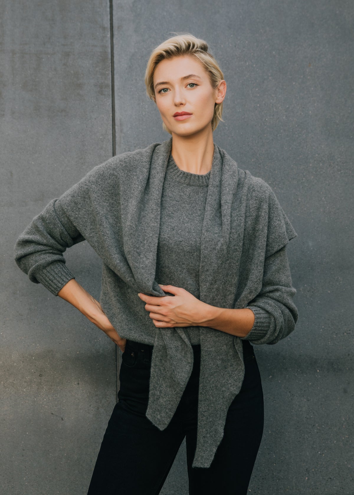 Juliana Triangle Scarf in Iron Gray Cashmere