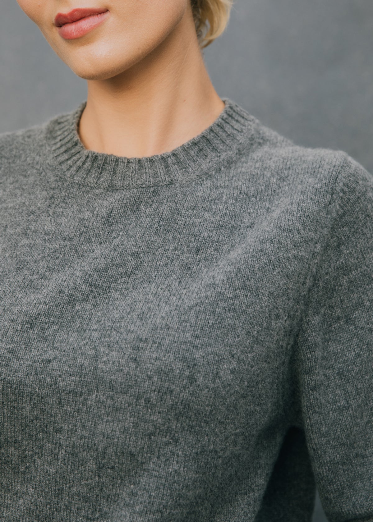 Winona Crewneck Sweater in Iron Gray Cashmere