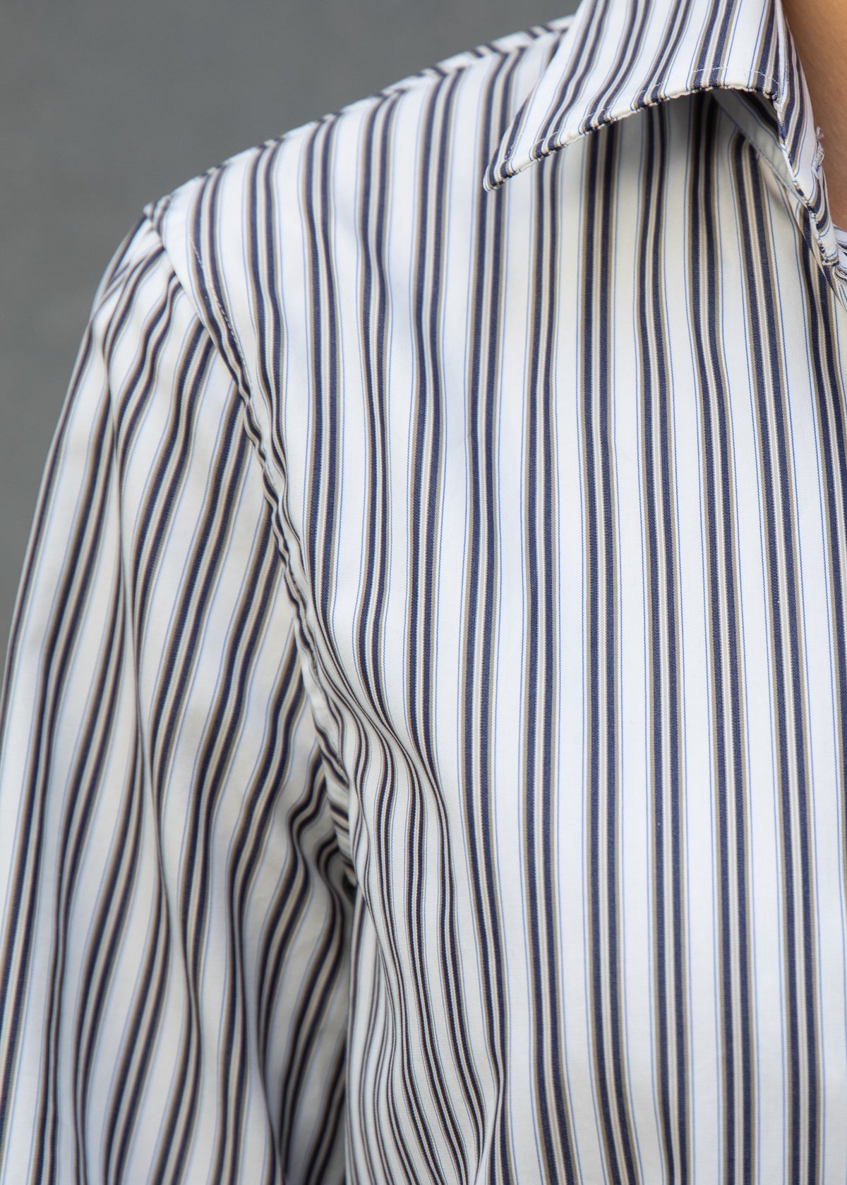Gemma Button Up Shirt in Toffee Stripe Cotton Poplin