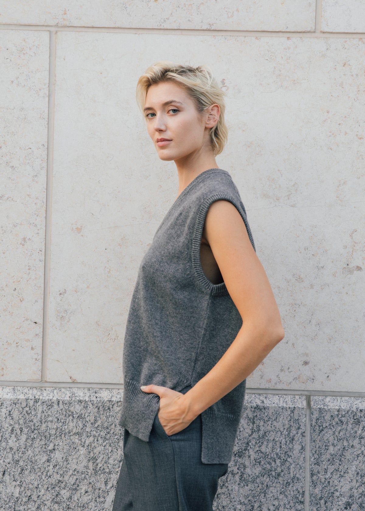 Felicity Sweater Vest in Iron Gray Cashmere