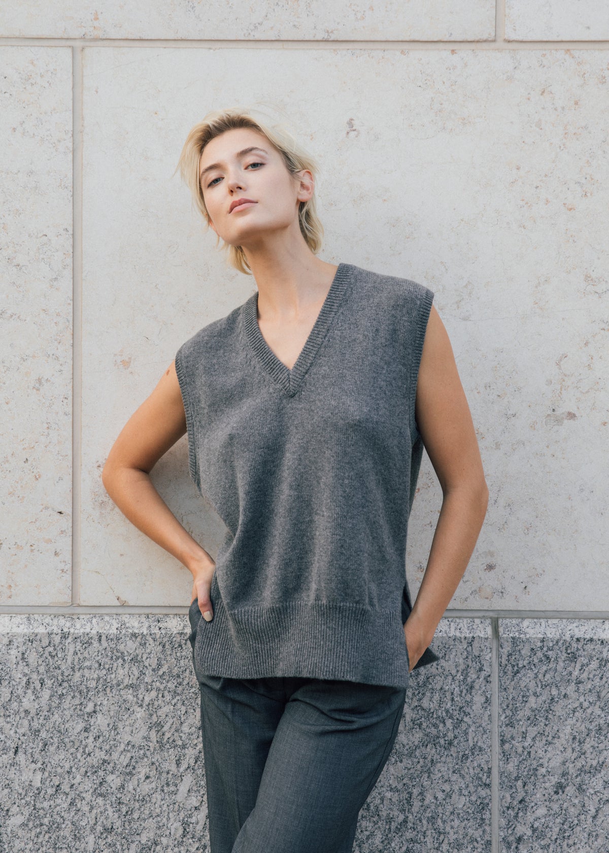 Felicity Sweater Vest in Iron Gray Cashmere