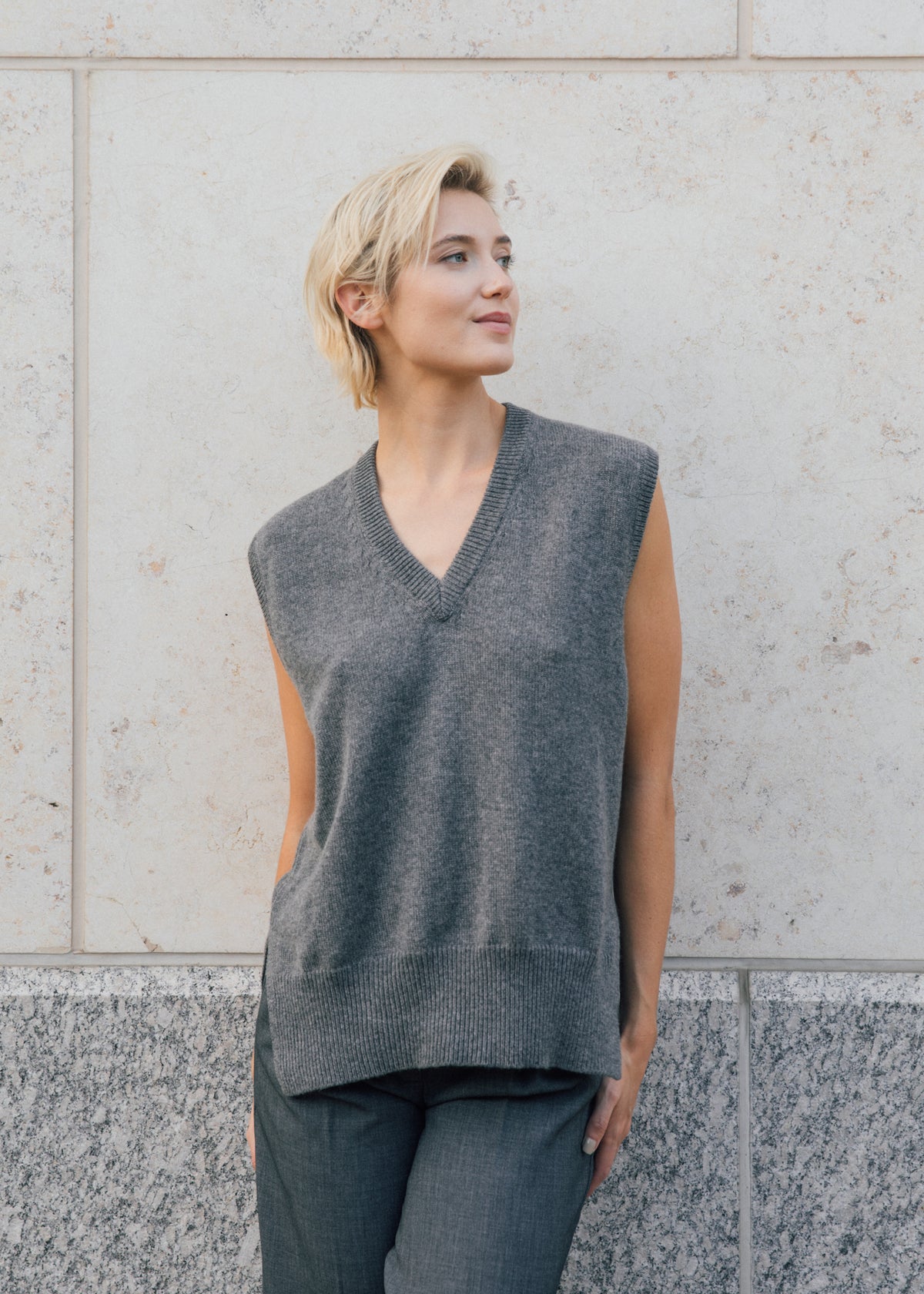 Felicity Sweater Vest in Iron Gray Cashmere