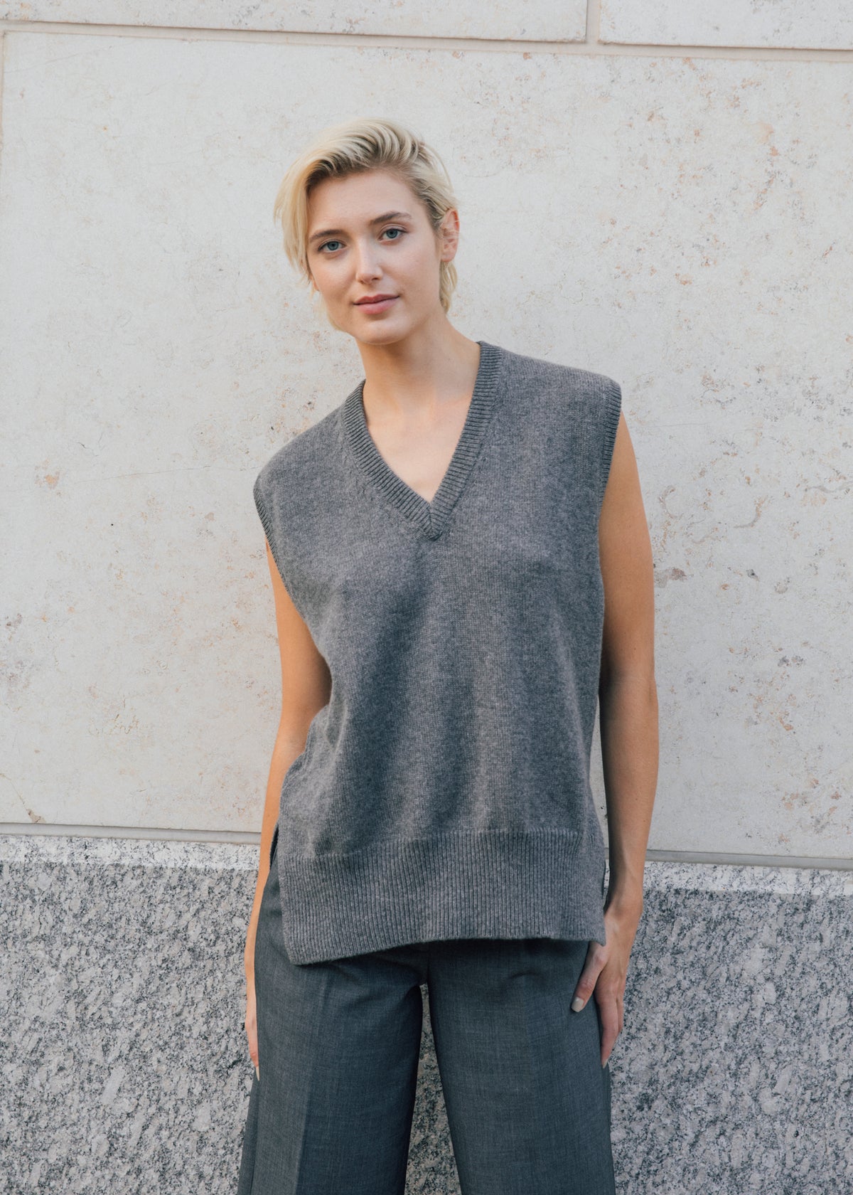 Felicity Sweater Vest in Iron Gray Cashmere