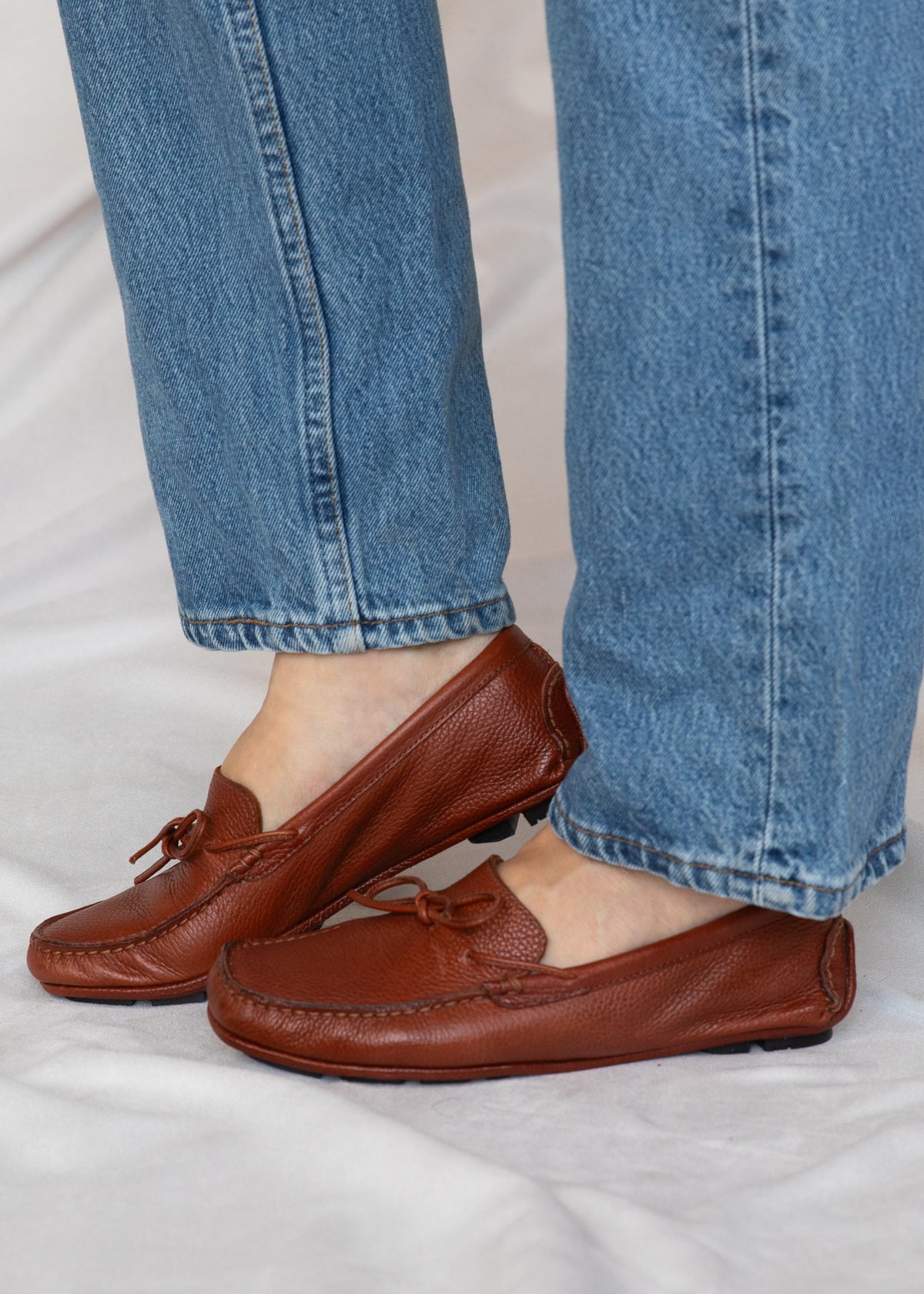 Liv Driving Shoe in Terracotta Pebbled Leather