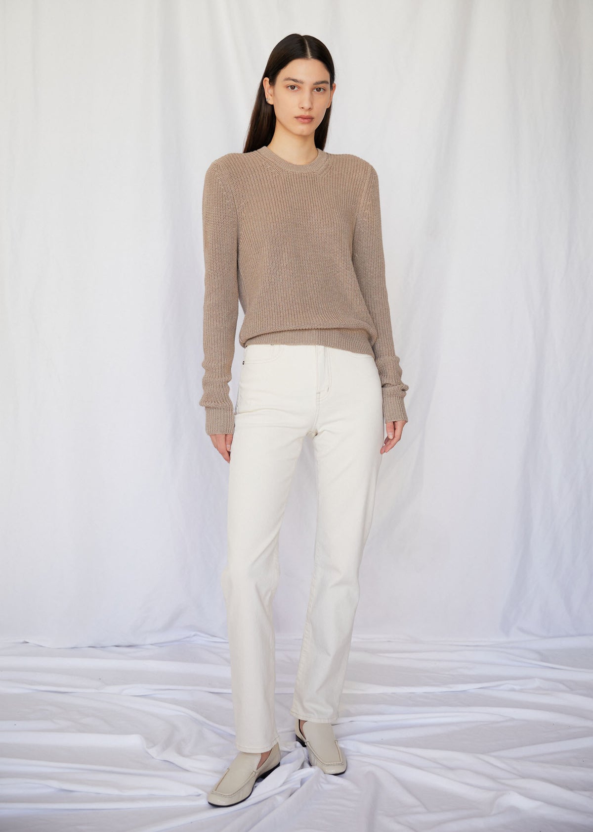 Winona Cotton Crewneck Sweater in Farro