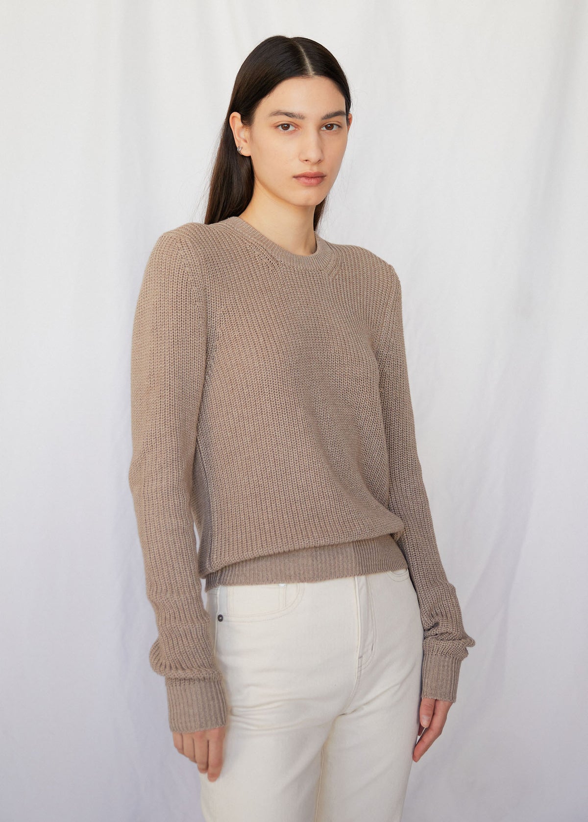 Winona Cotton Crewneck Sweater in Farro