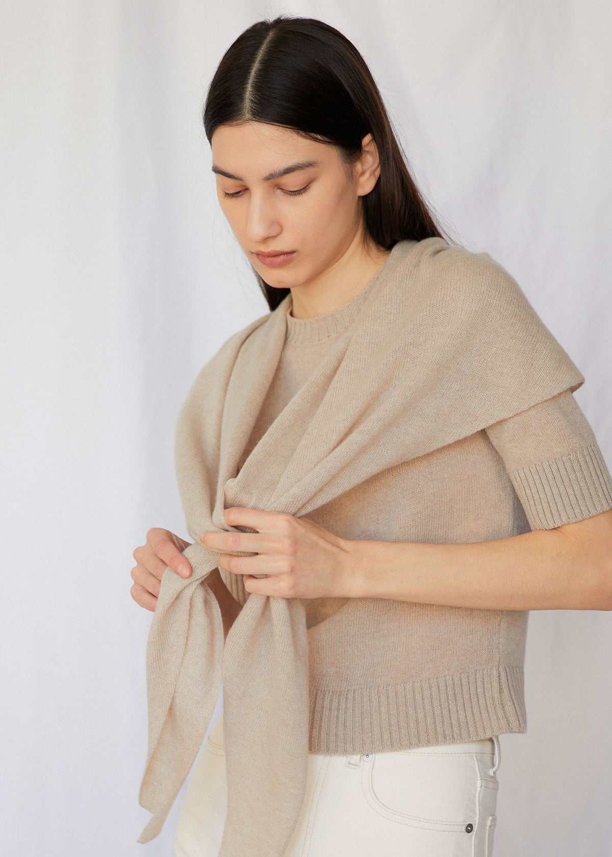 Juliana Triangle Scarf in Wheat Cashmere