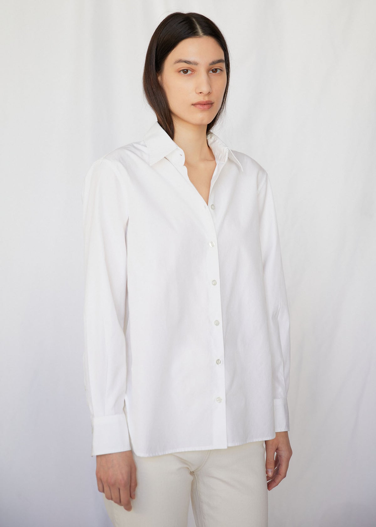 Carolyn Button Up in White Poplin