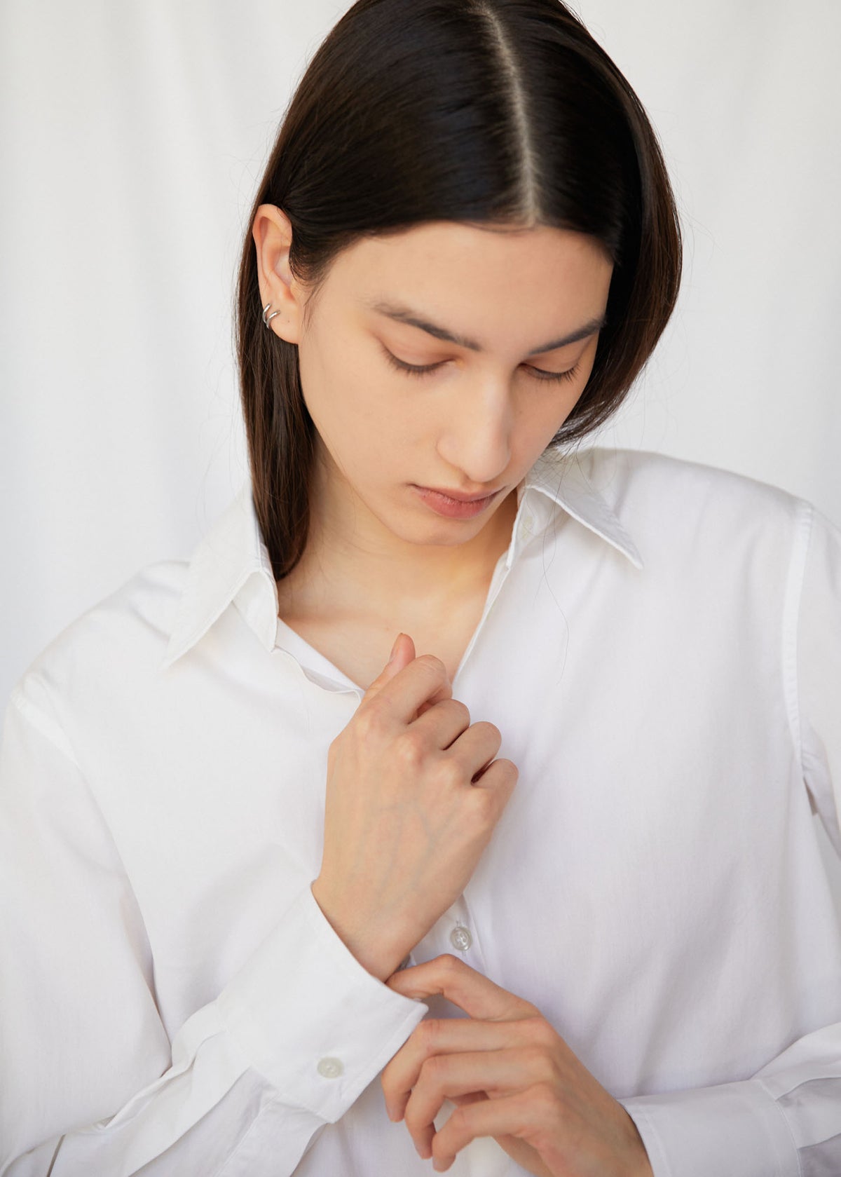 Carolyn Button Up in White Poplin