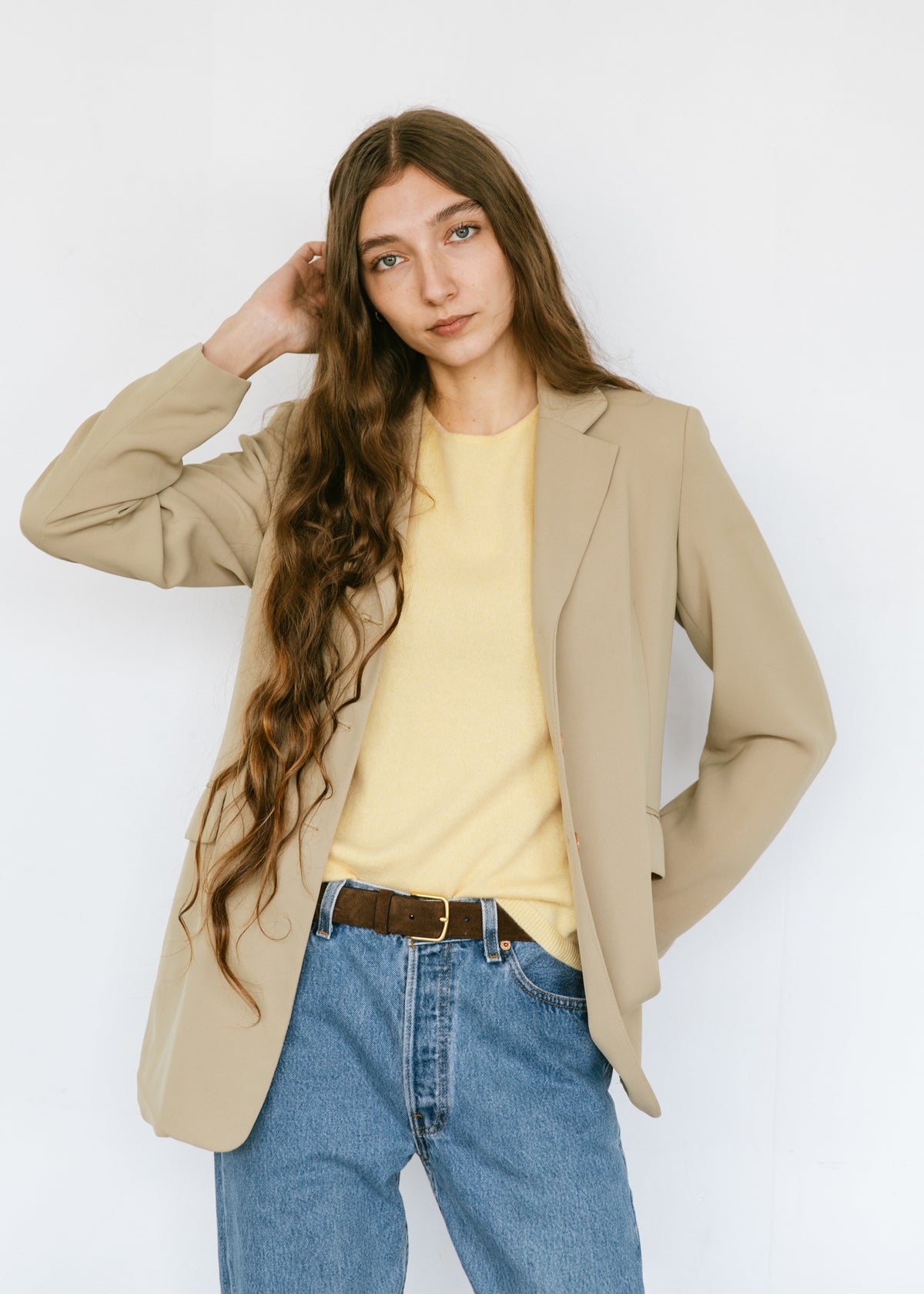 Vintage 1990s Express minimal blazer in tan