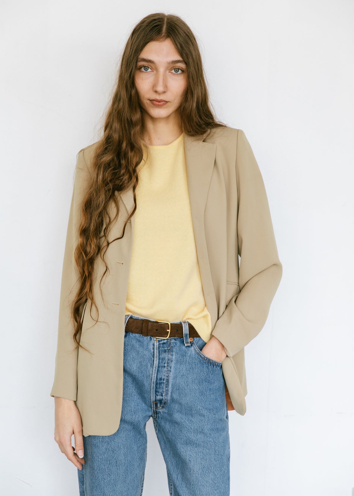 Vintage 1990s Express minimal blazer in tan