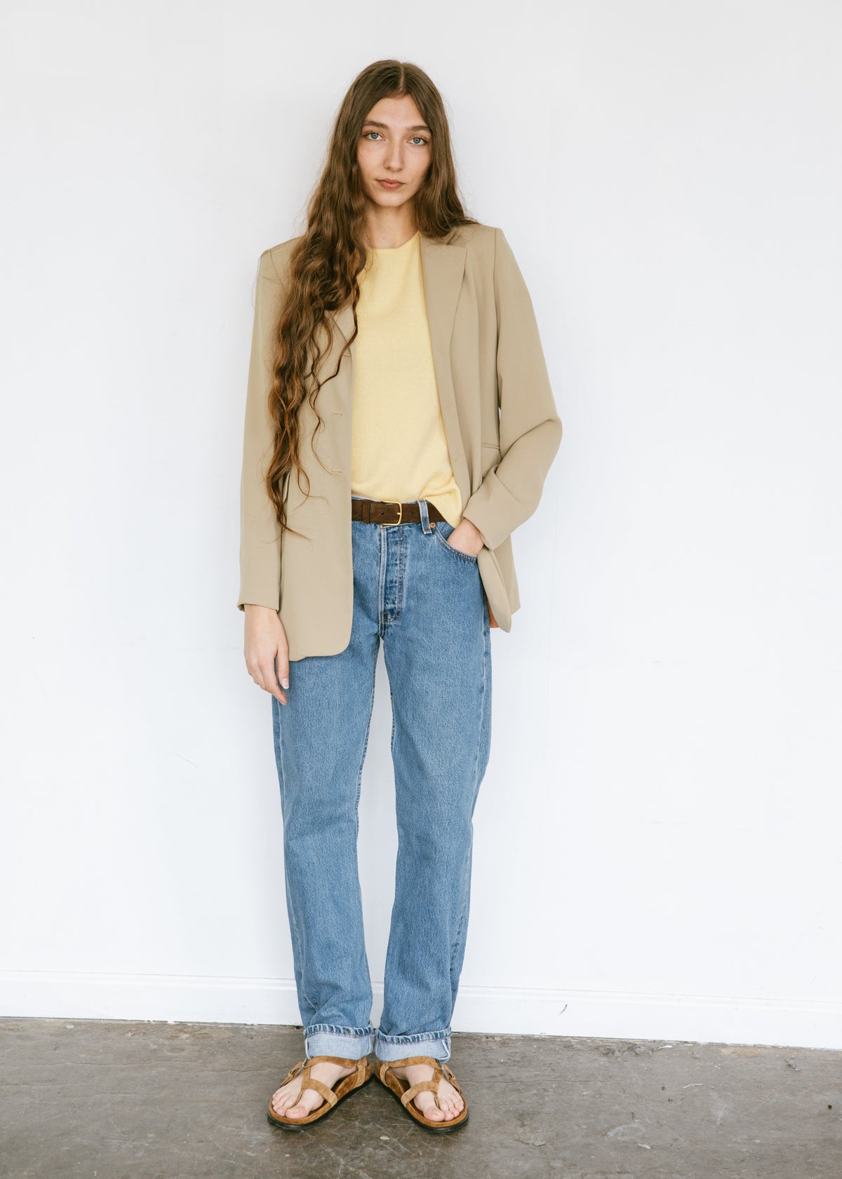 Vintage 1990s Express minimal blazer in tan