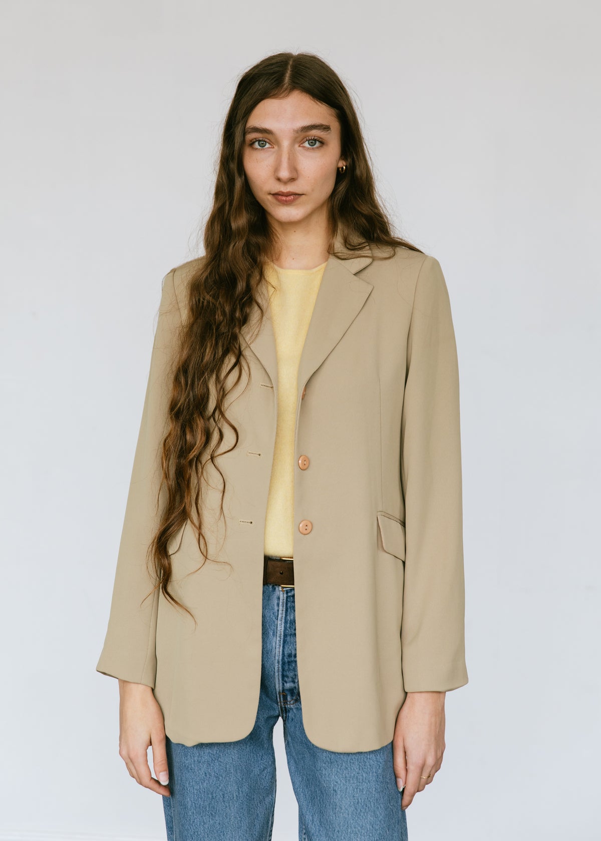 Vintage 1990s Express minimal blazer in tan