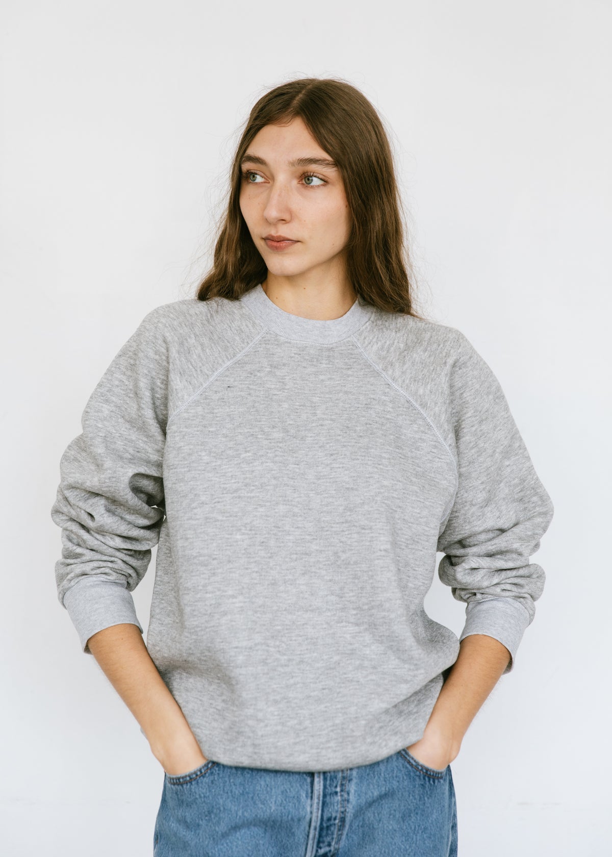 Vintage 1990s raglan sleeve sweatshirt in heather grey