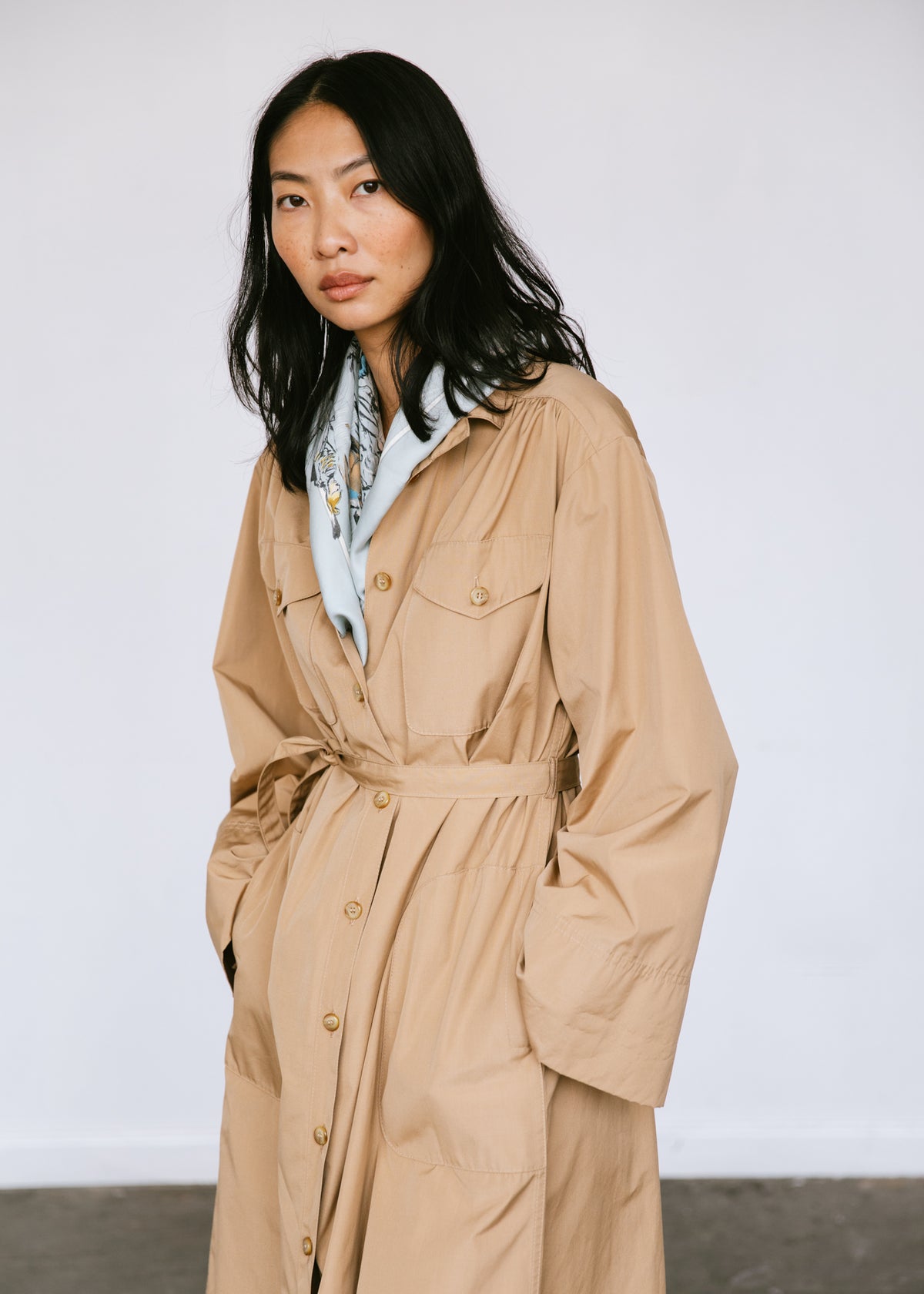 Vintage 1970s Jaeger Oversized Pleated Coat in Tan