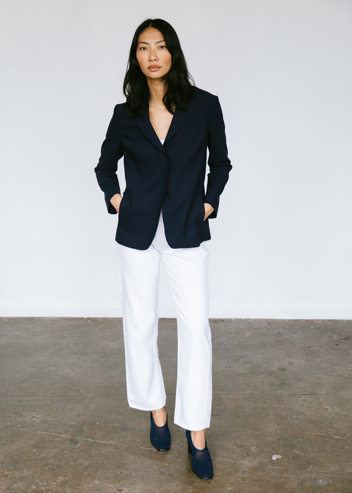 Vintage 1990s Minimalist Jil Sander Blazer in Deep Navy