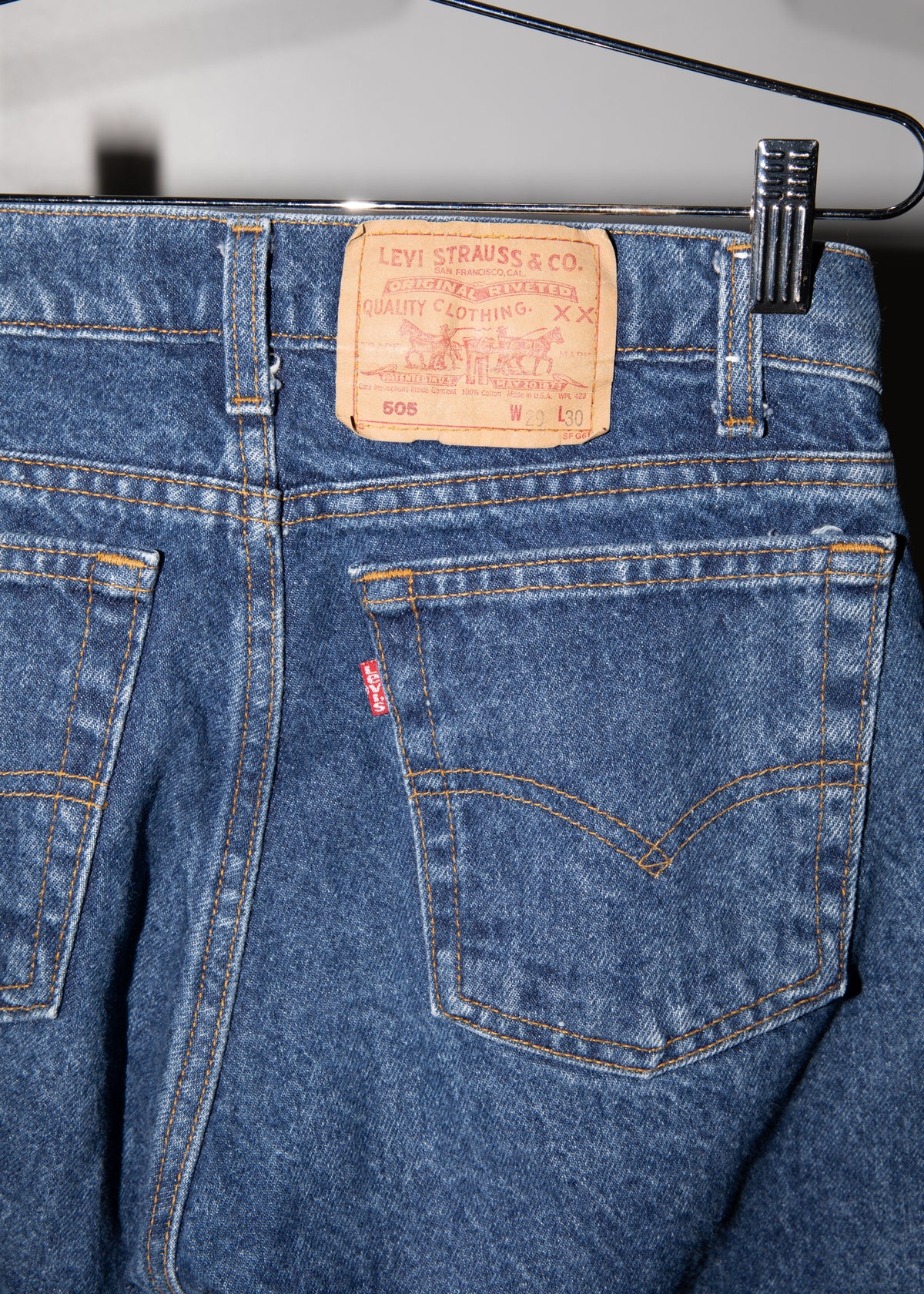 Vintage 1990s Levi&#39;s 505 Denim Jeans in Medium Blue Wash