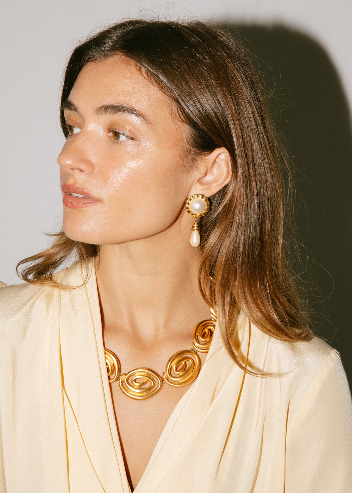 Vintage Gold Pearl Drop Earrings