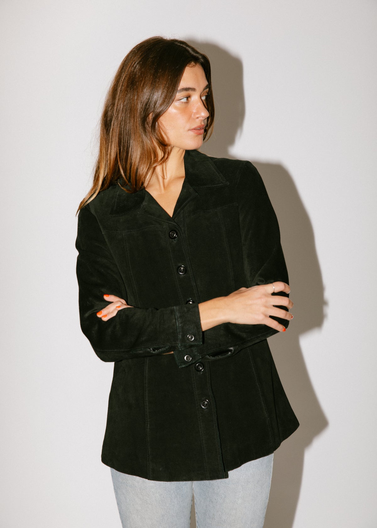 Vintage Black Suede Leather Jacket