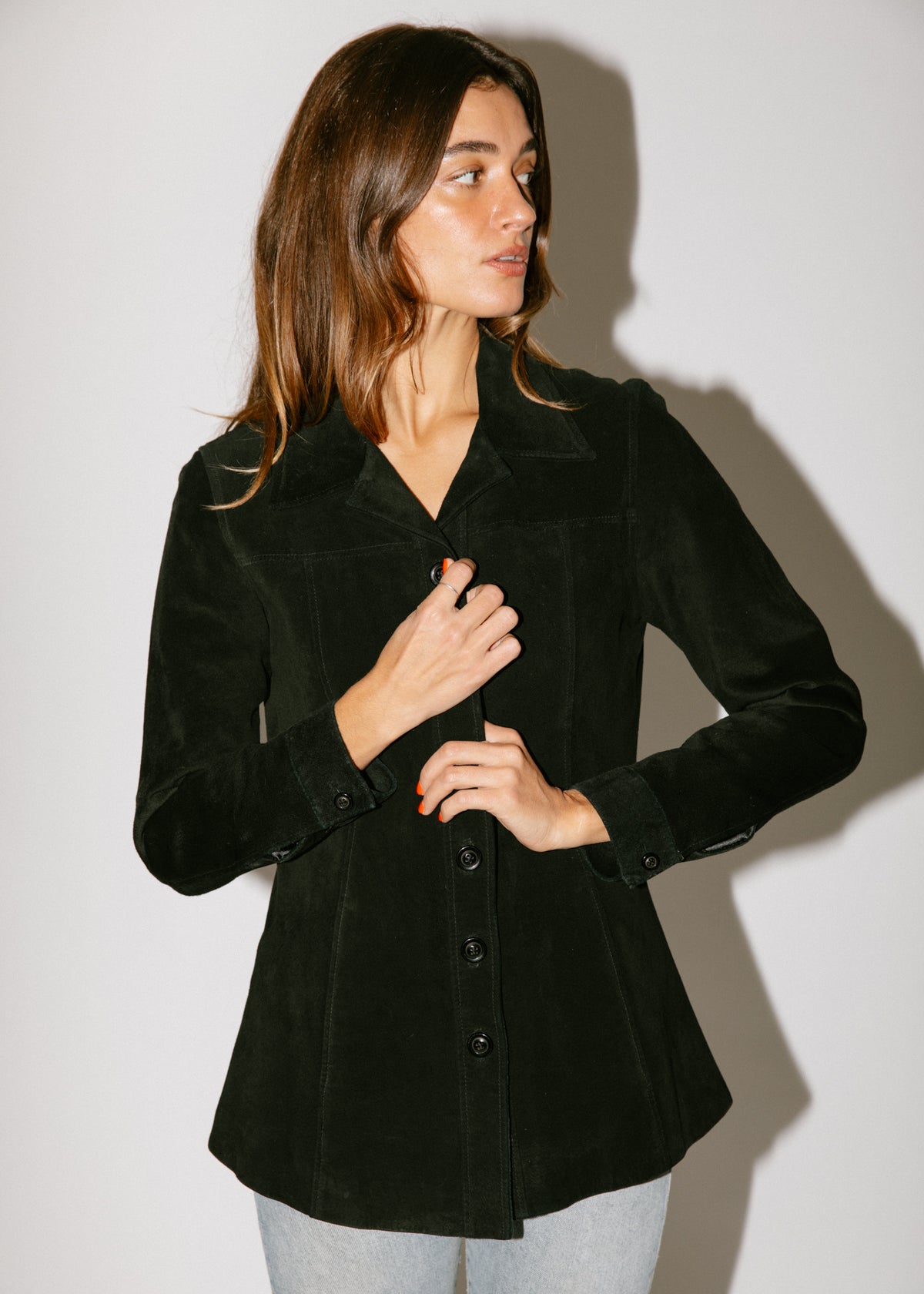 Vintage Black Suede Leather Jacket