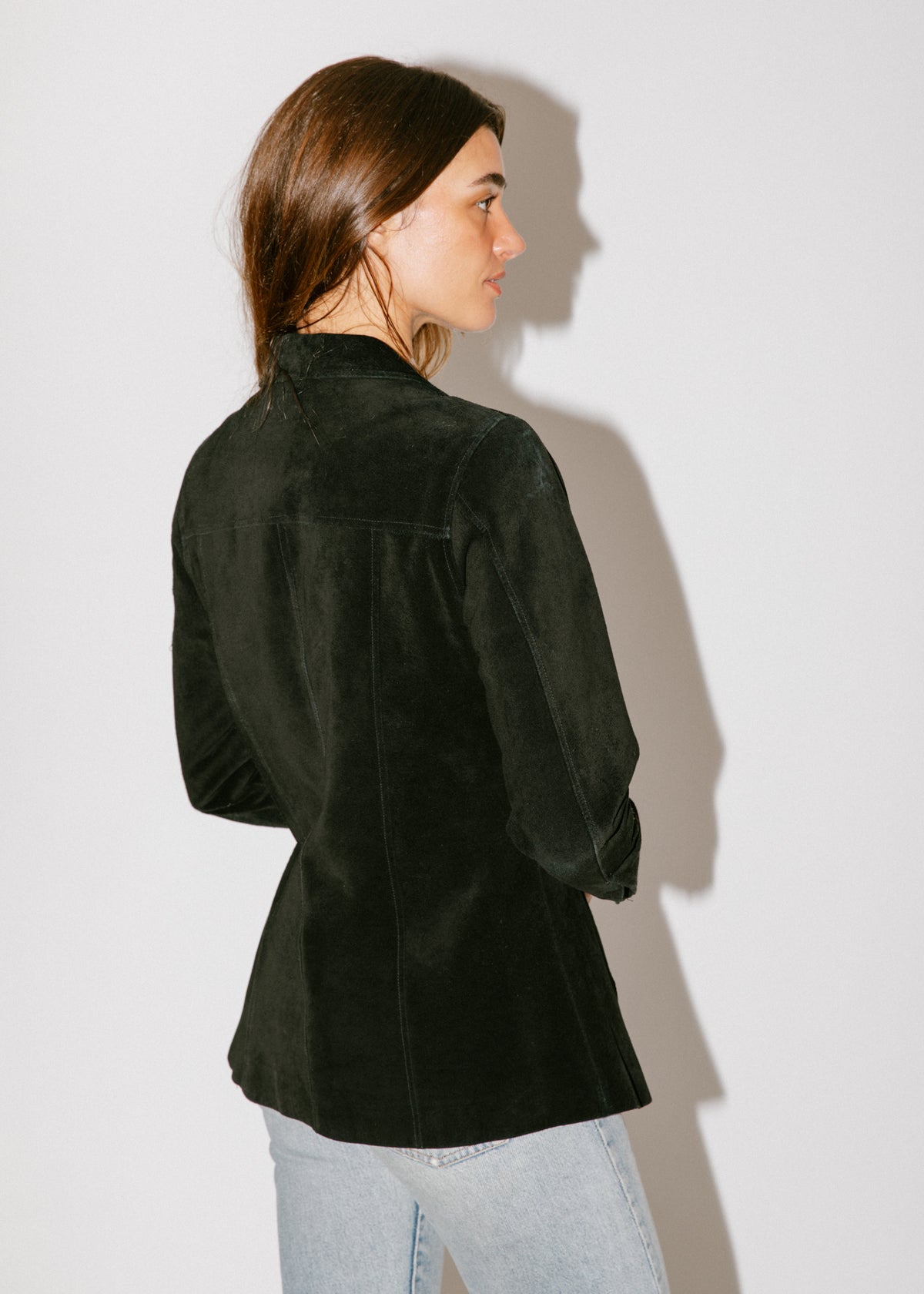 Vintage Black Suede Leather Jacket